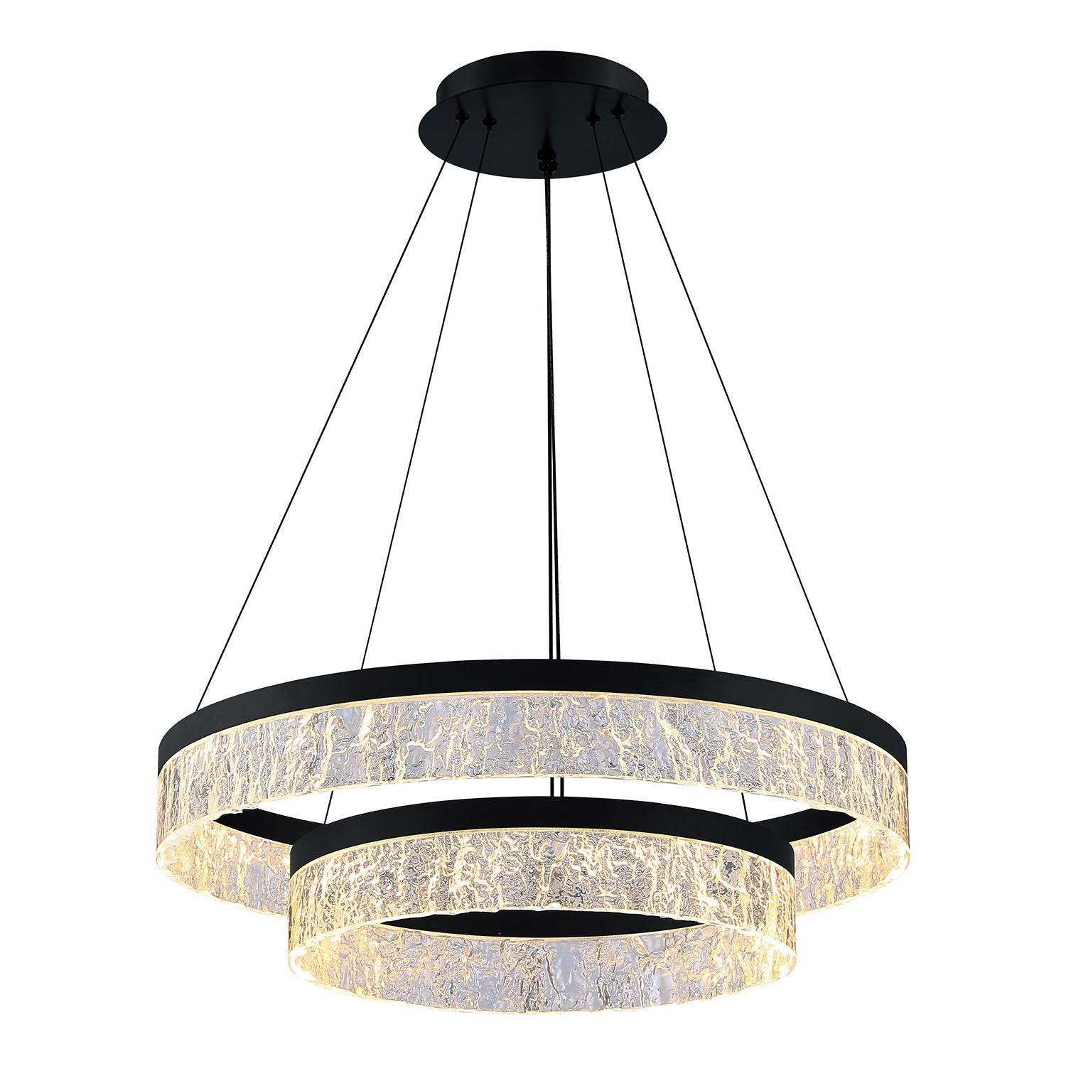 Kendal Lighting - Arctic Ice LED 2 Tier Chandelier - PF313-BLK - Canada Light Shop
