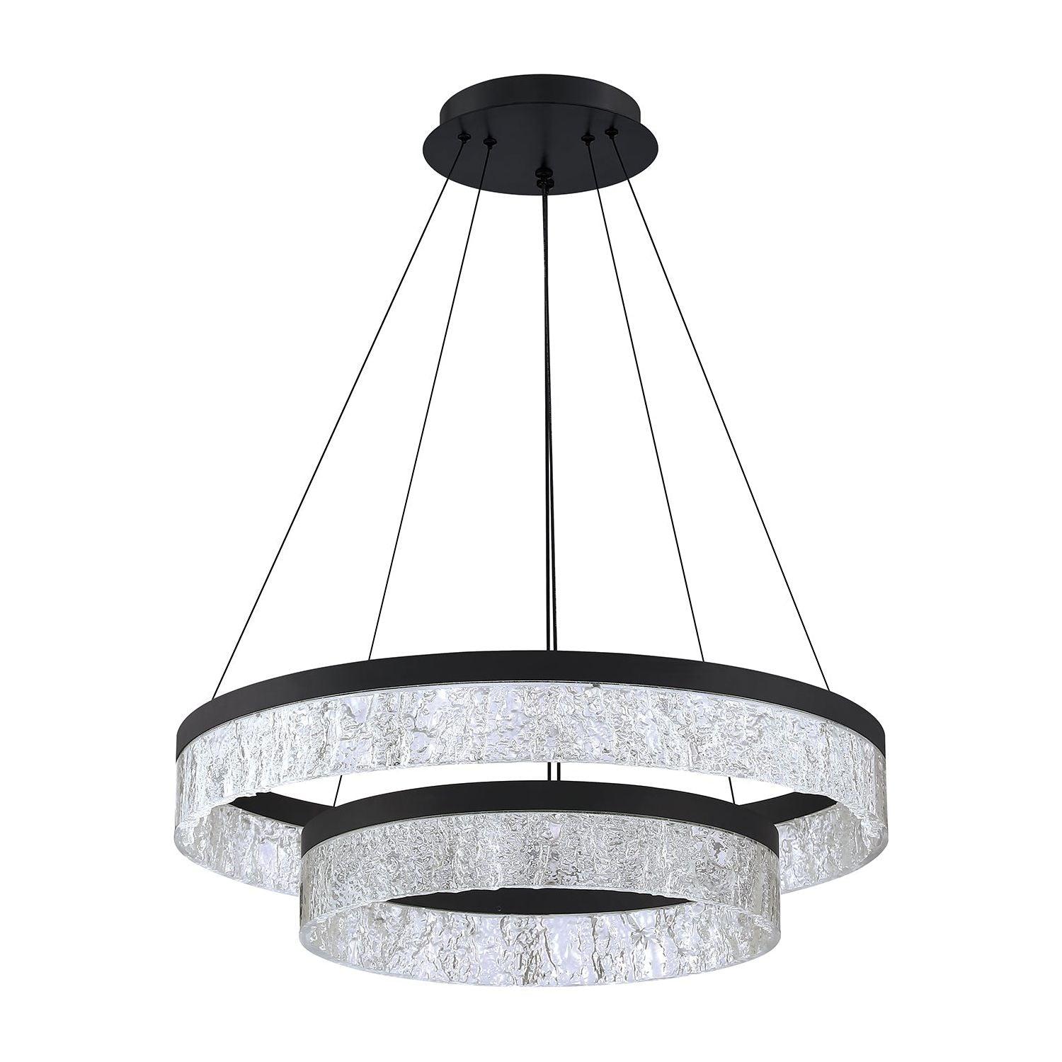 Kendal Lighting - Arctic Ice LED 2 Tier Chandelier - PF313-BLK - Canada Light Shop