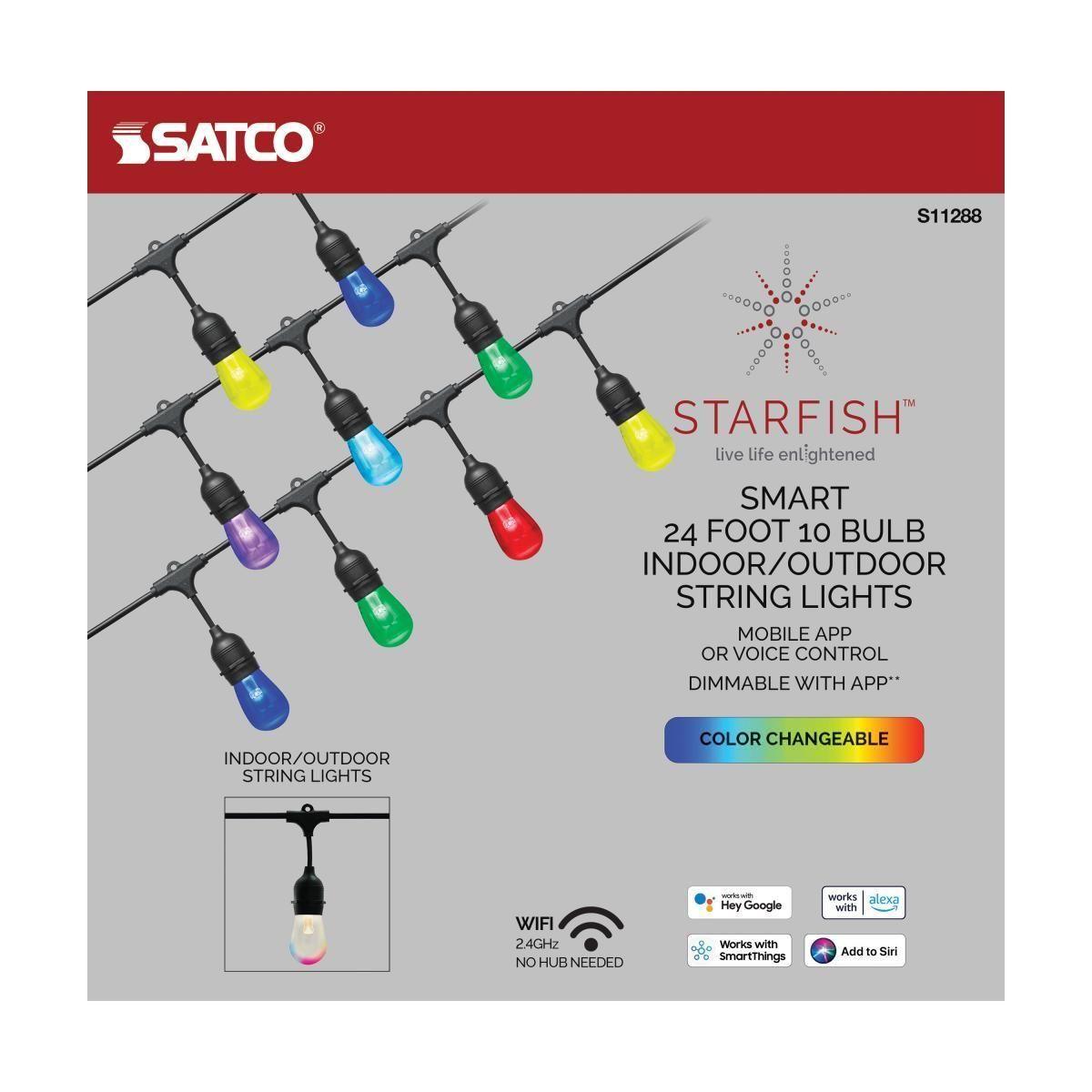 Satco Products - Starfish Smart LED 24ft - 10 Bulb - Inddor / Outdoor String Lights - S11288 - Canada Light Shop