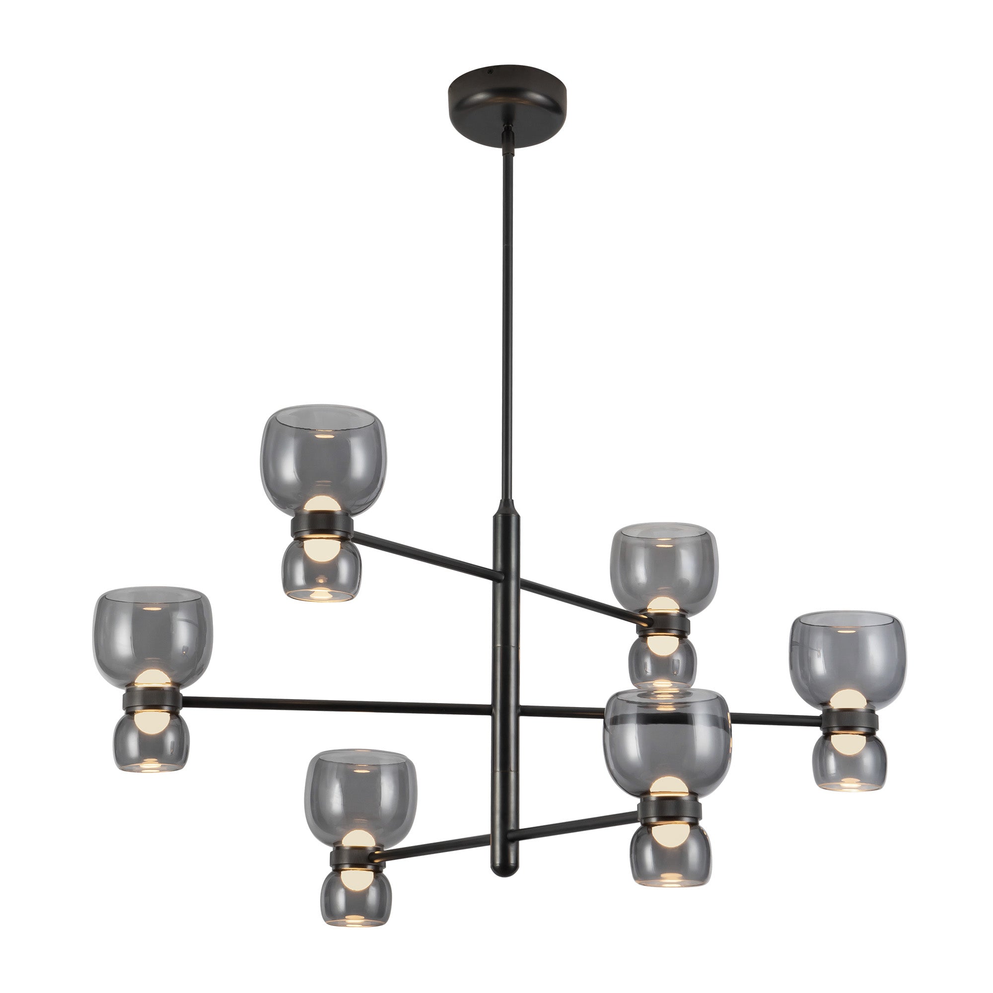 Alora Canada - CH310336VBSM - LED Chandelier - Sutton - Vintage Brass/Smoked Glass