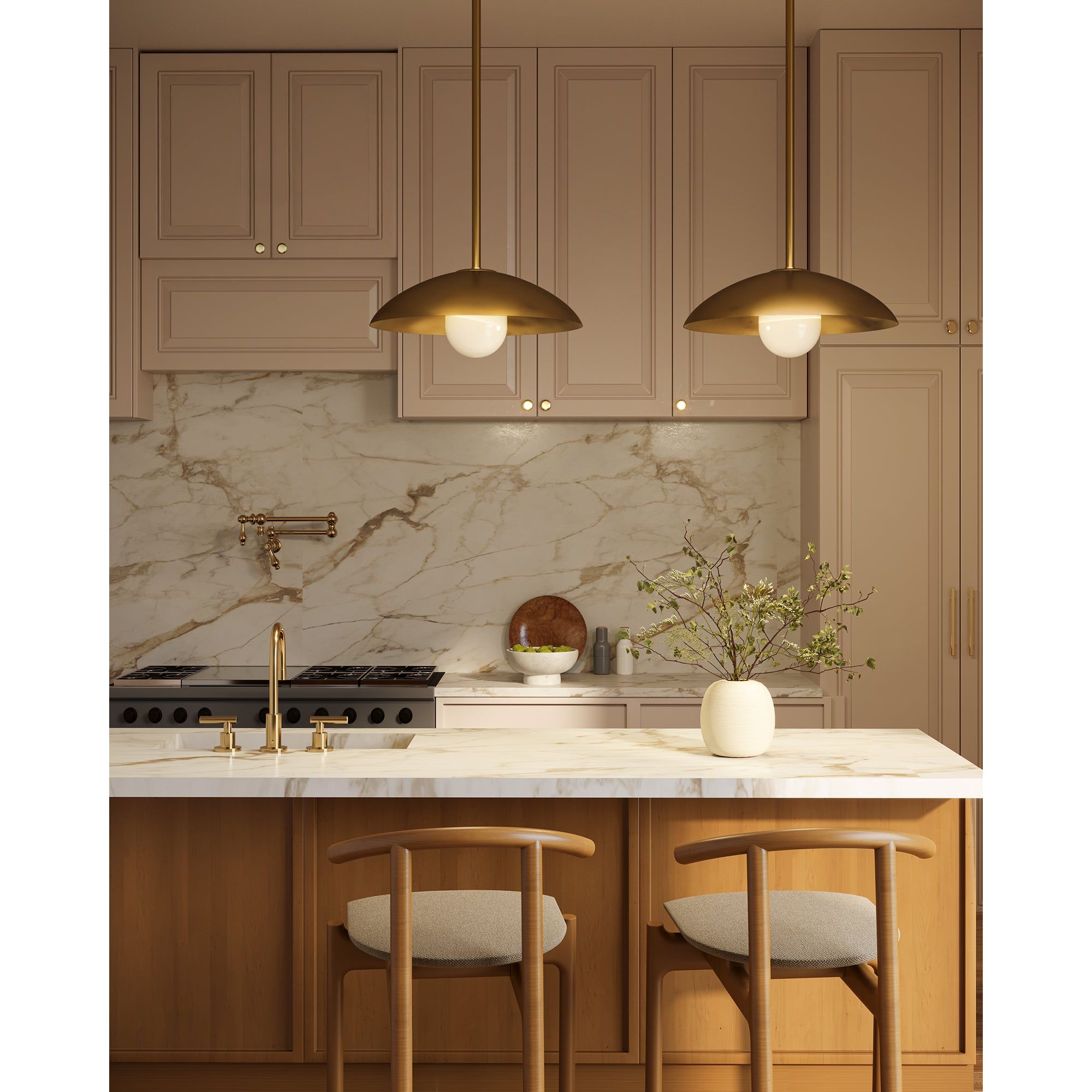 Kuzco Canada - PD10814-VB/OP - One Light Pendant - Umbra - Vintage Brass/Opal Glass