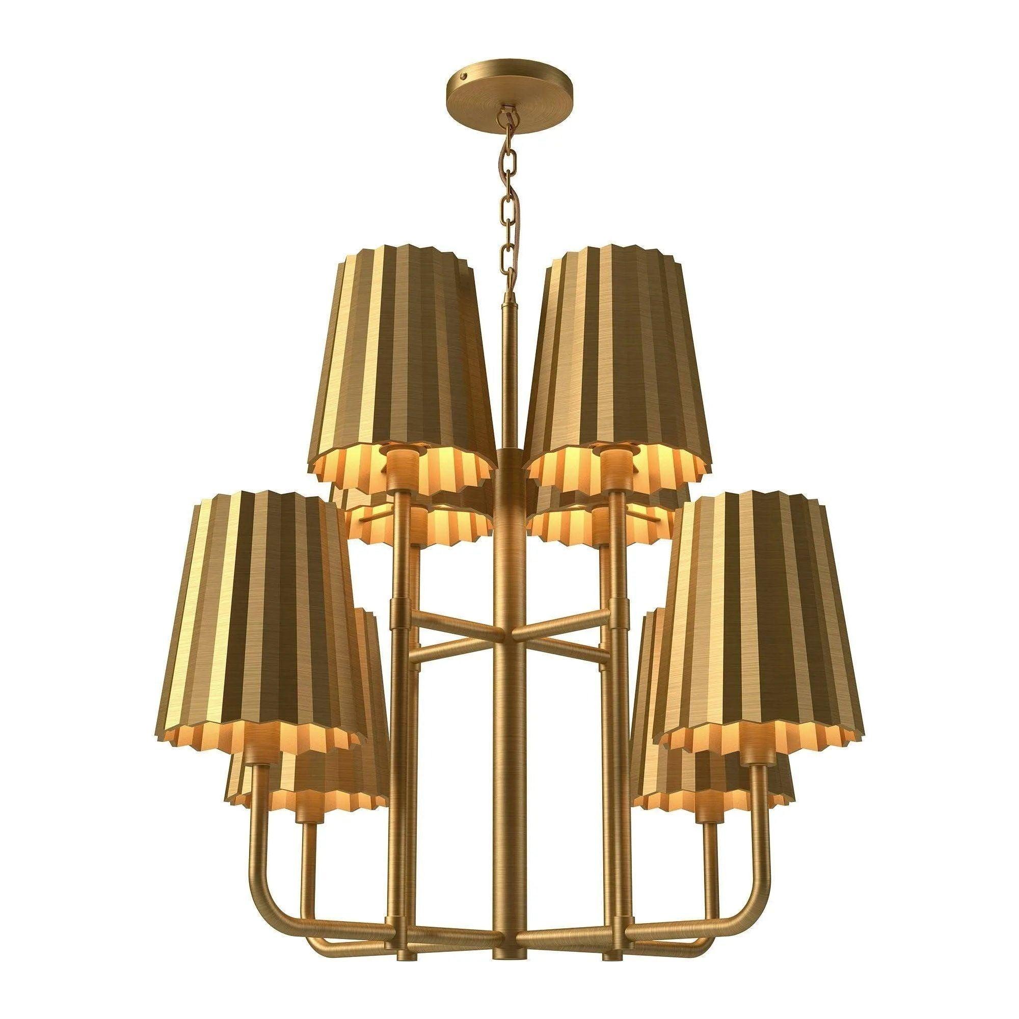 Alora Lighting - Plisse Metal Shade Chandelier - CH528830AG - Canada Light Shop