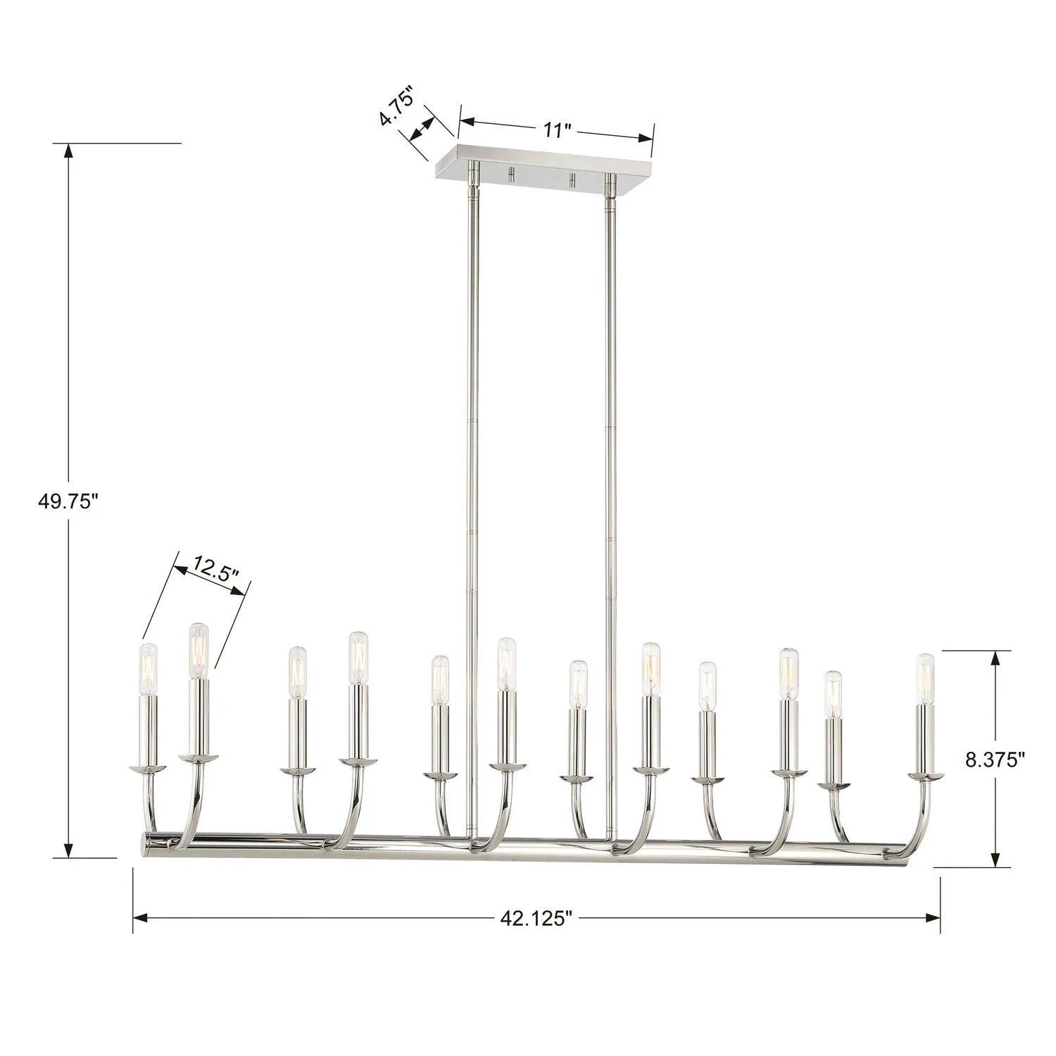 Crystorama - Bailey Linear Chandelier - BAI-A2112-PN - Canada Light Shop
