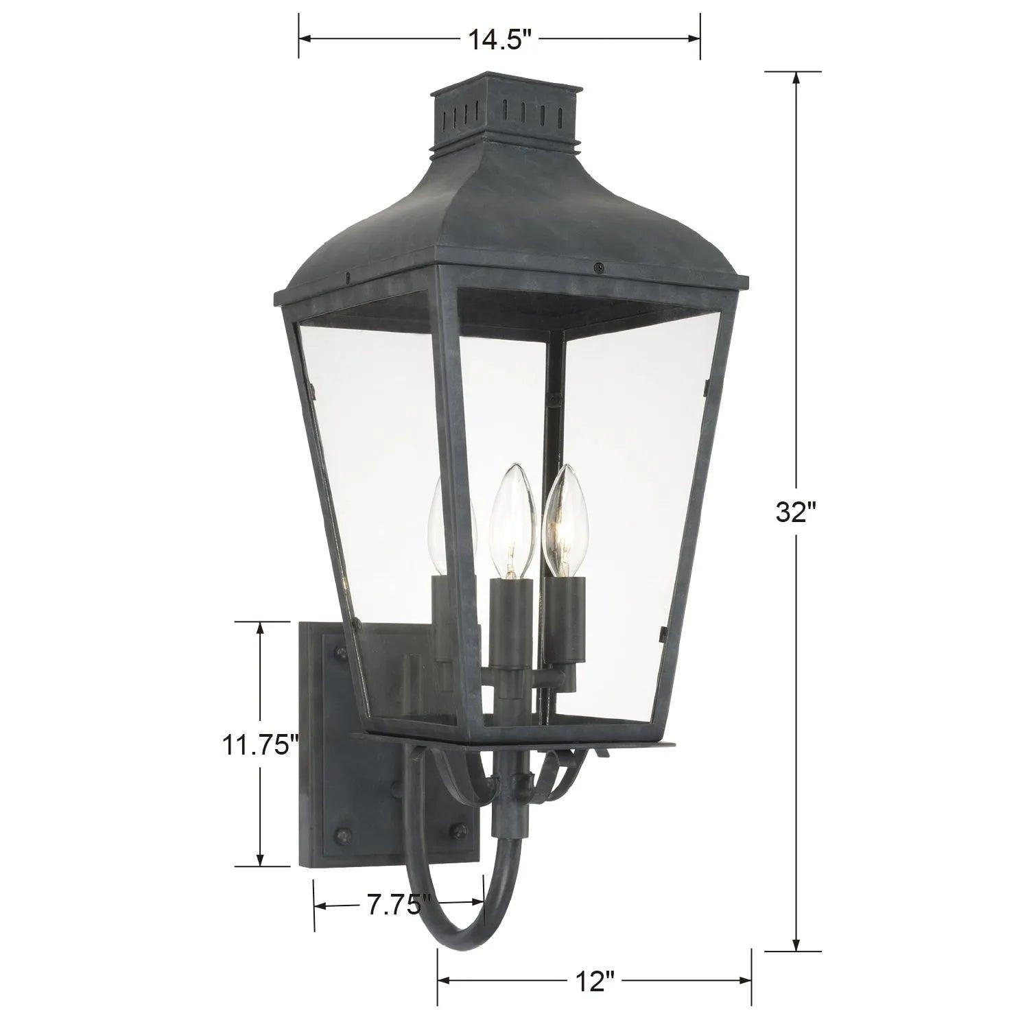 Crystorama - Dumont Three Light Outdoor Wall Mount - DUM-9802-GE - Canada Light Shop