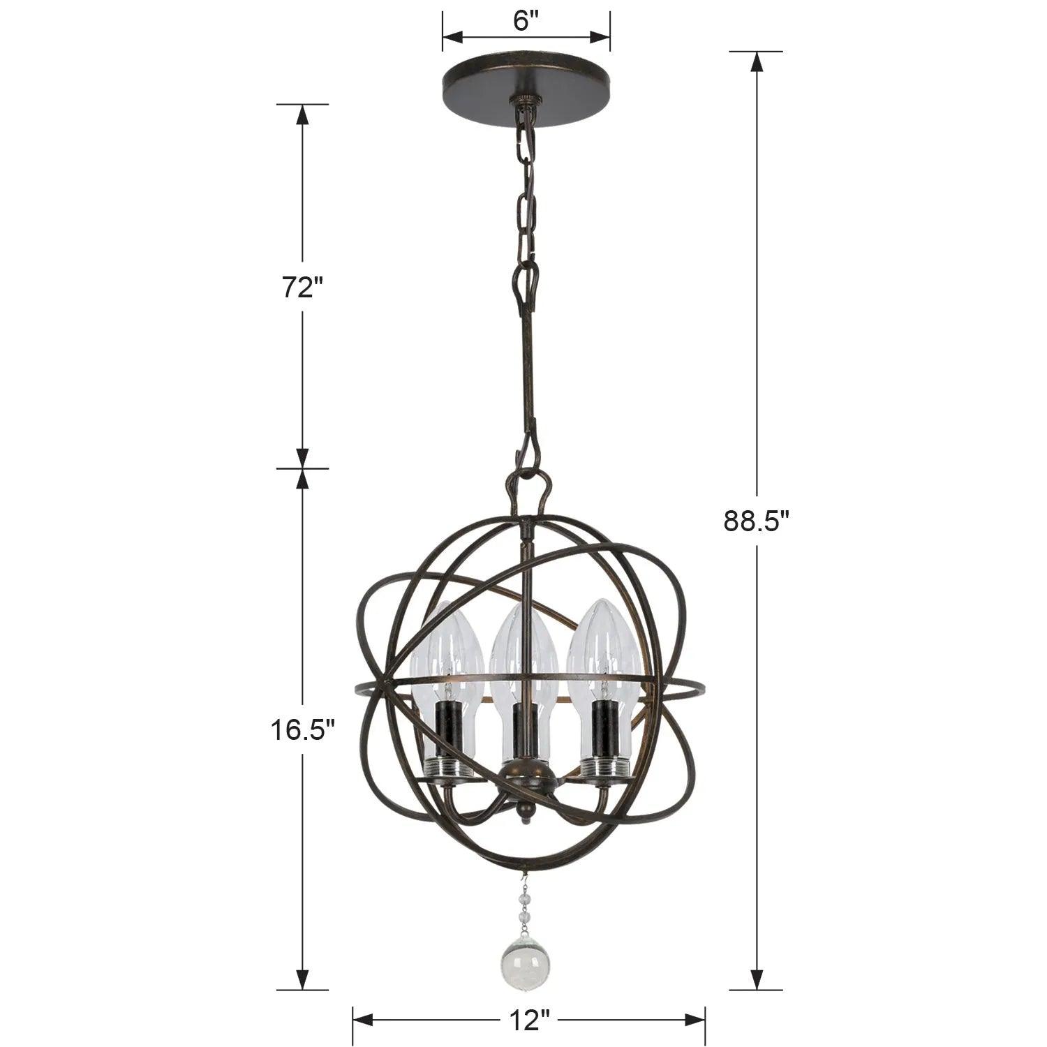 Crystorama - Solaris Three Light Outdoor Chandelier - SOL-9325-EB - Canada Light Shop