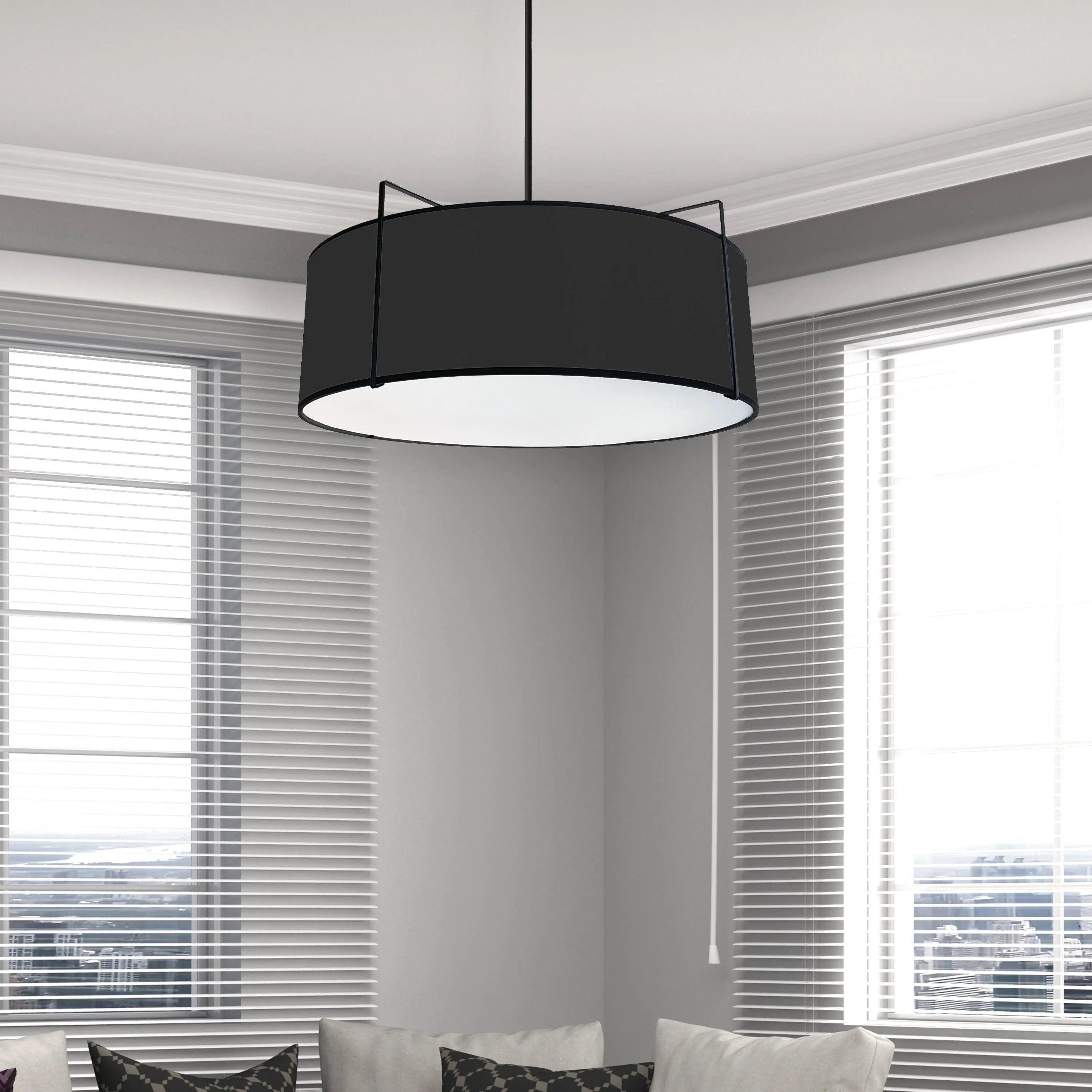 Dainolite - Trapezoid-Drum-Pendant - TRA-244P-BK - Canada Light Shop