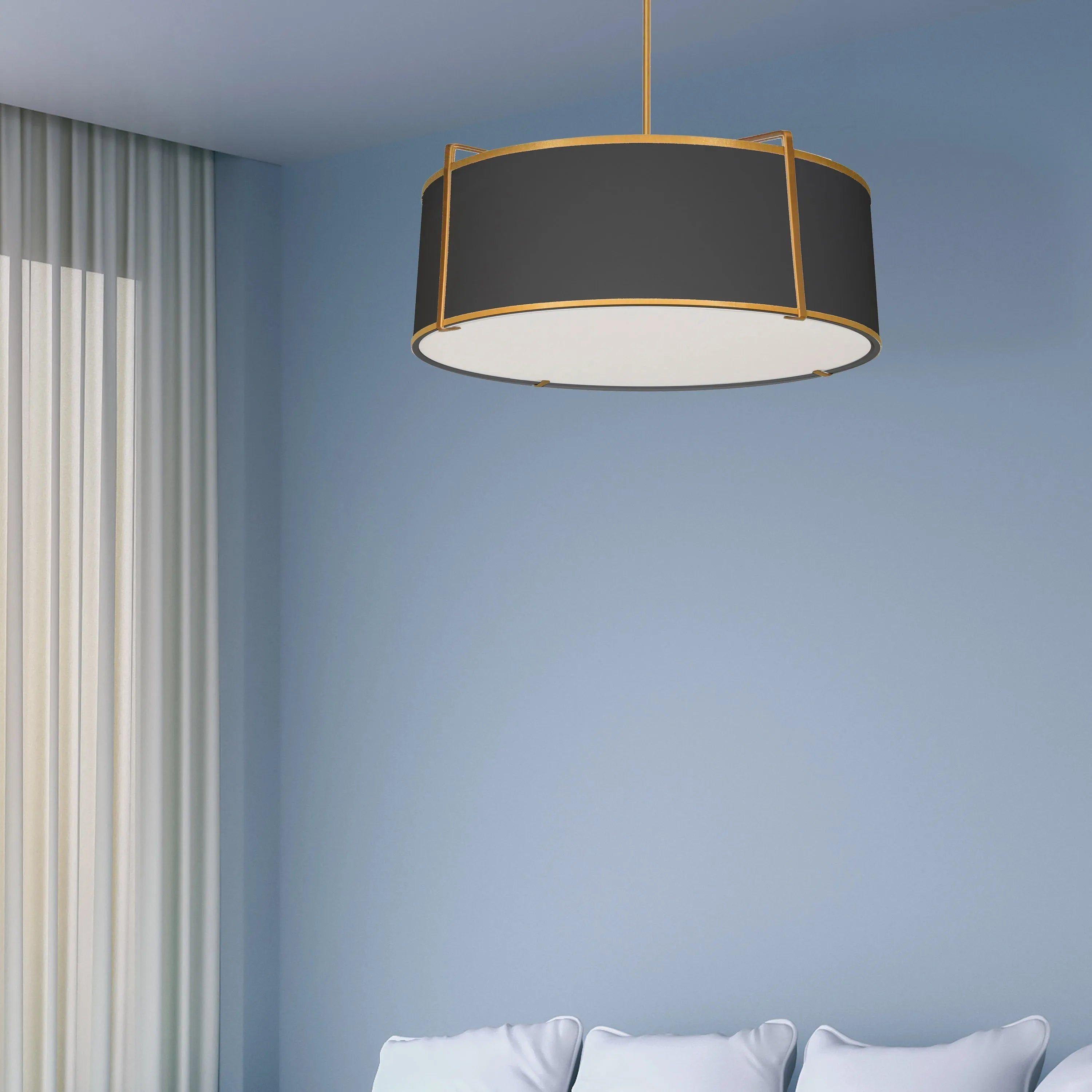 Dainolite - Trapezoid-Drum-Pendant - TRA-244P-BK - Canada Light Shop