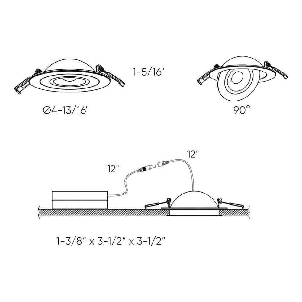 DALS Lighting - 4" Flat Gimbal Recessed - FGM4-3K-BK - Canada Light Shop