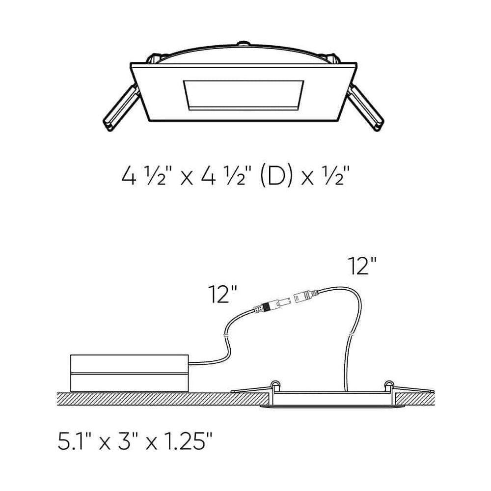 DALS Lighting - 5000 Series 4 Inch Square CCT LED Recessed Panel Light - 5004SQ-CC-BK - Canada Light Shop