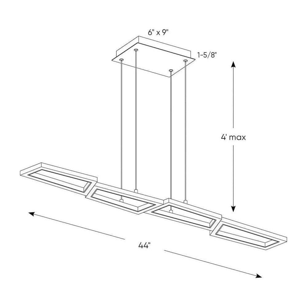 DALS Lighting - PDL Geometric Linear LED Pendant Light - PDL44-3K-BK - Canada Light Shop