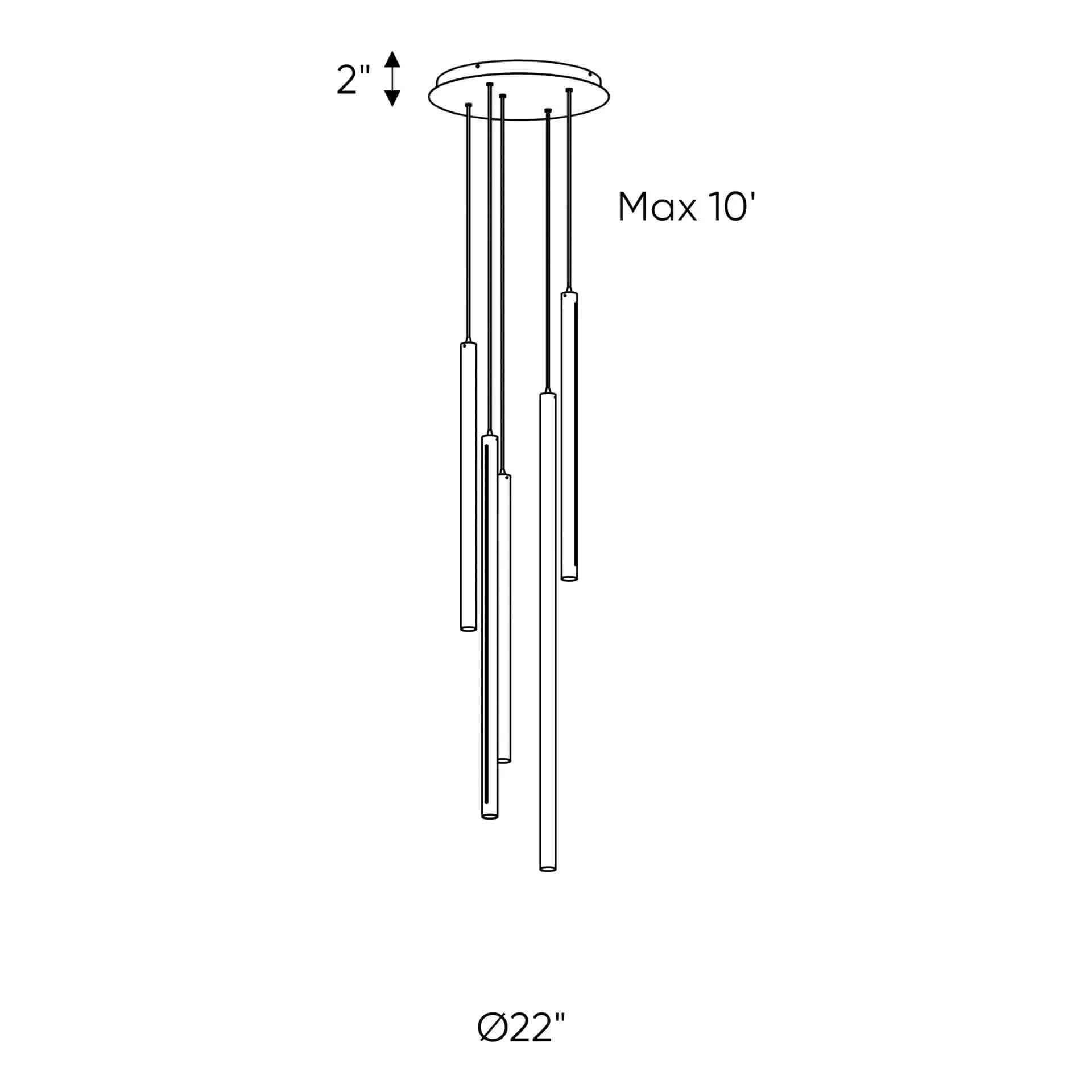 DALS Lighting - PDLED Round CCT LED Duo-Light Cylinder Pendant Cluster - PDLED120-5-BK - Canada Light Shop