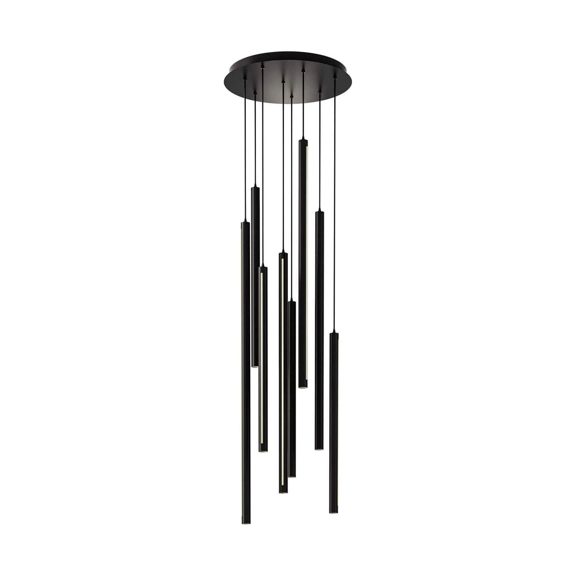 DALS Lighting - PDLED Round CCT LED Duo-Light Cylinder Pendant Cluster - PDLED120-8-BK - Canada Light Shop