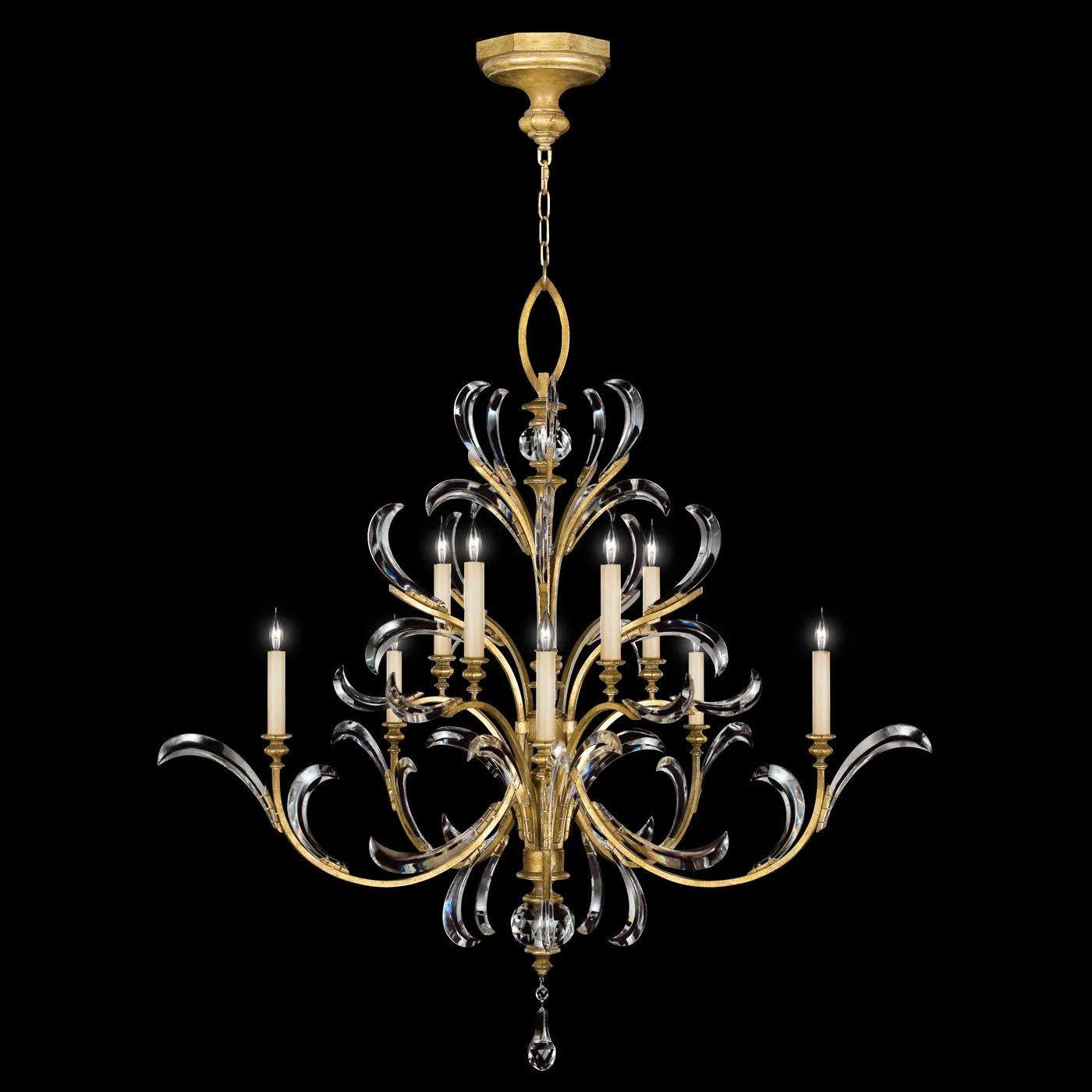 Fine Art Handcrafted Lighting - Beveled Arcs 56-Inch Ten Light Chandelier - 701340-SF3 - Canada Light Shop