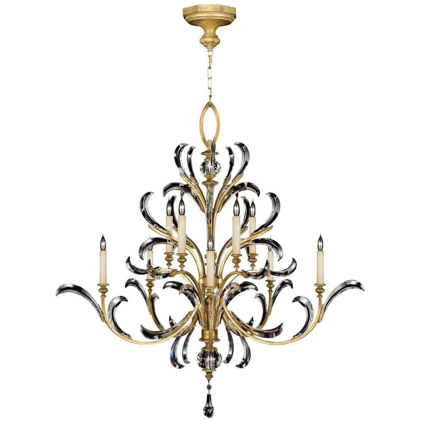 Fine Art Handcrafted Lighting - Beveled Arcs 56-Inch Ten Light Chandelier - 760640ST - Canada Light Shop