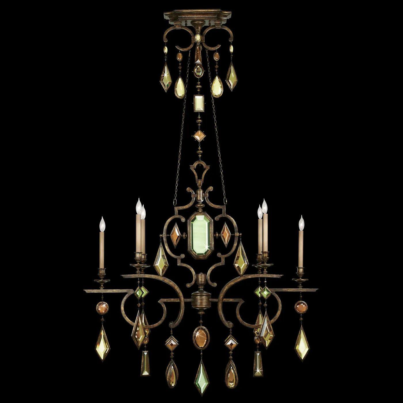 Fine Art Handcrafted Lighting - Encased Gems 50-Inch Six Light Chandelier - 708940-1ST - Canada Light Shop