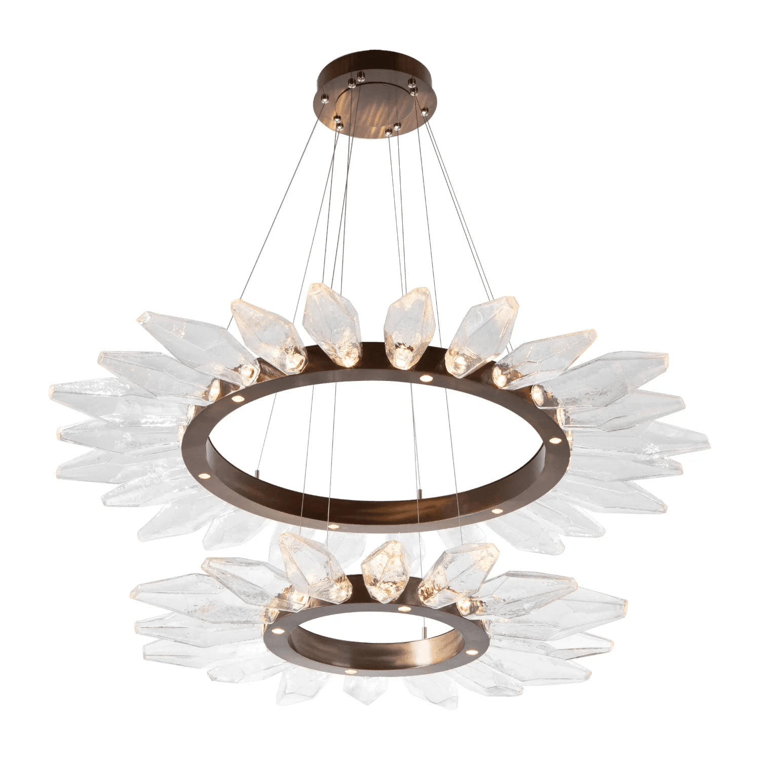 Hammerton Studio - Rock Crystal Radial Ring Two Tier, 56-Inch - CHB0050-2T-RB-CC-CA1-L1 - Canada Light Shop
