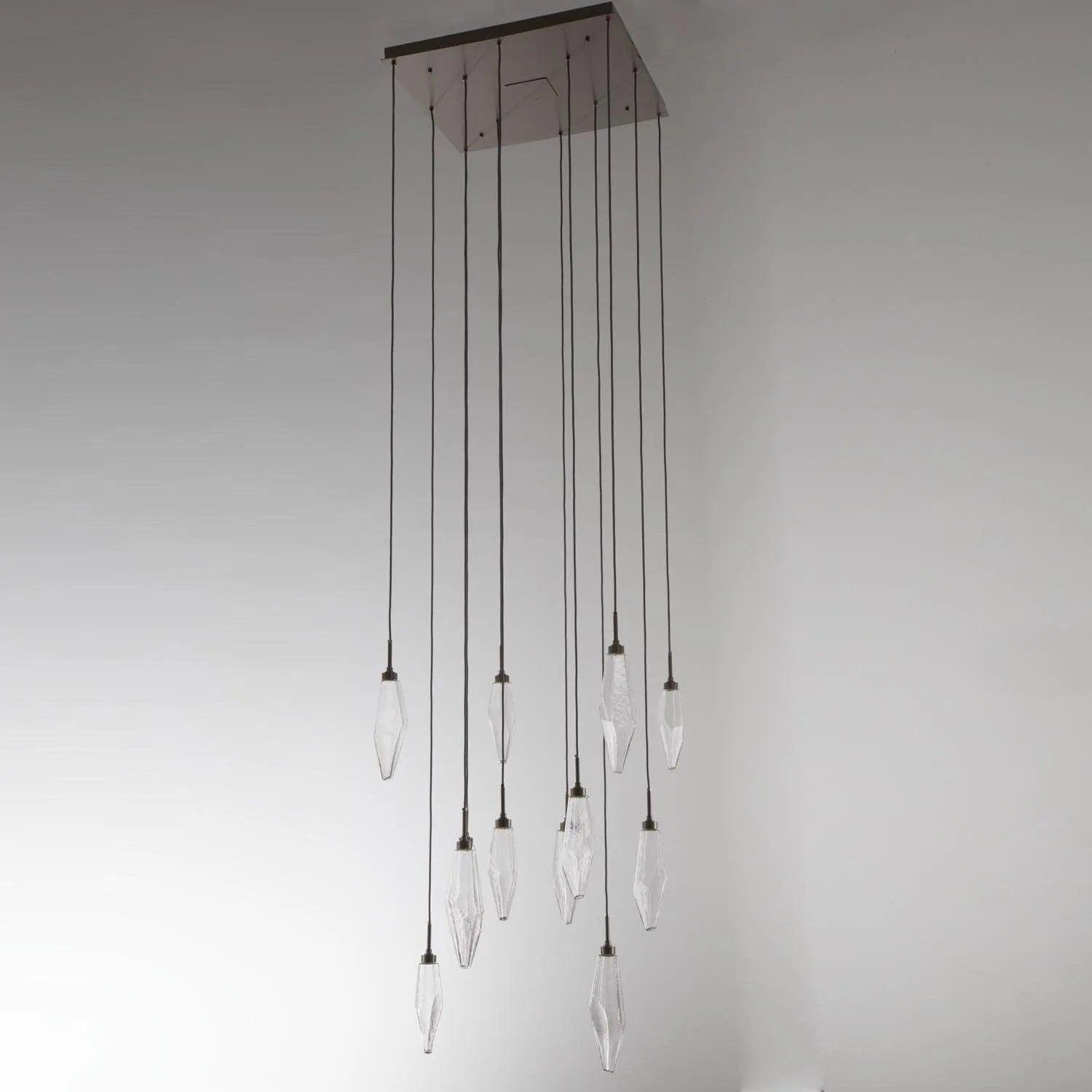 Hammerton Studio - Rock Crystal Square Multi-Port, 12-Light - CHB0050-12-BS-CC-C01-L1 - Canada Light Shop