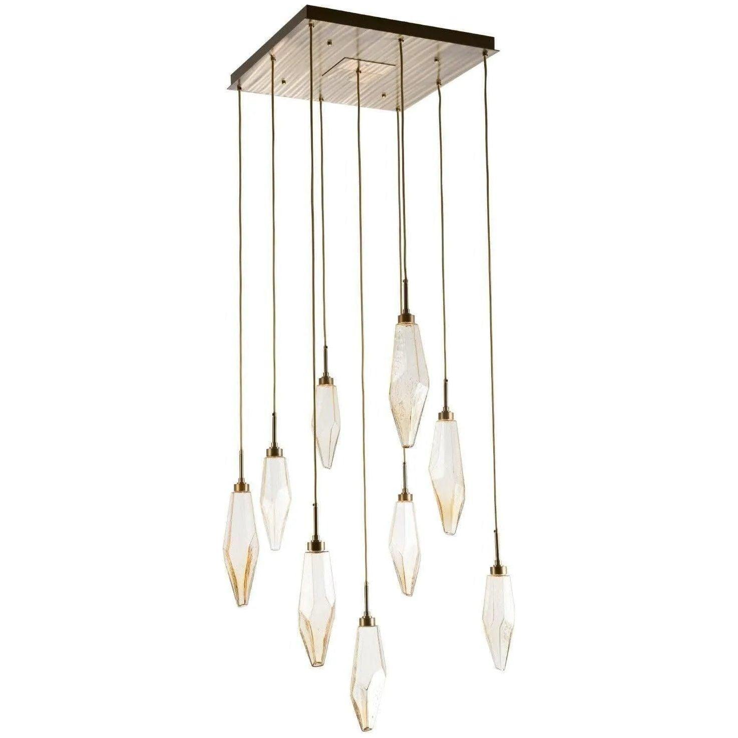 Hammerton Studio - Rock Crystal Square Multi-Port, 9-Light - CHB0050-09-HB-CA-C01-L1 - Canada Light Shop