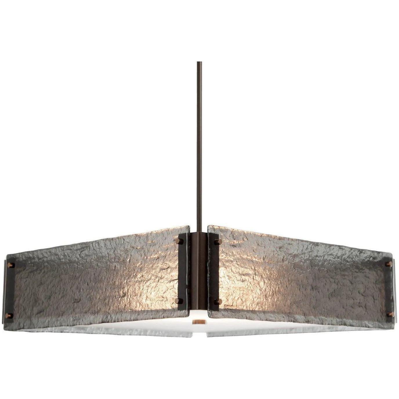 Hammerton Studio - Textured Glass Square Chandelier, 24-Inch - CHB0044-23-FB-SG-001-E2 - Canada Light Shop
