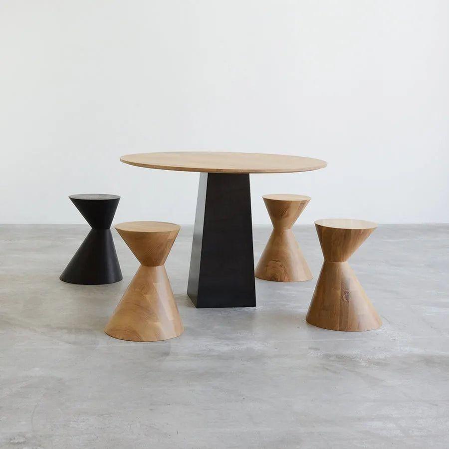 Hollis+Morris - Oldtown Stool - OLDT-OAK-BLK - Canada Light Shop