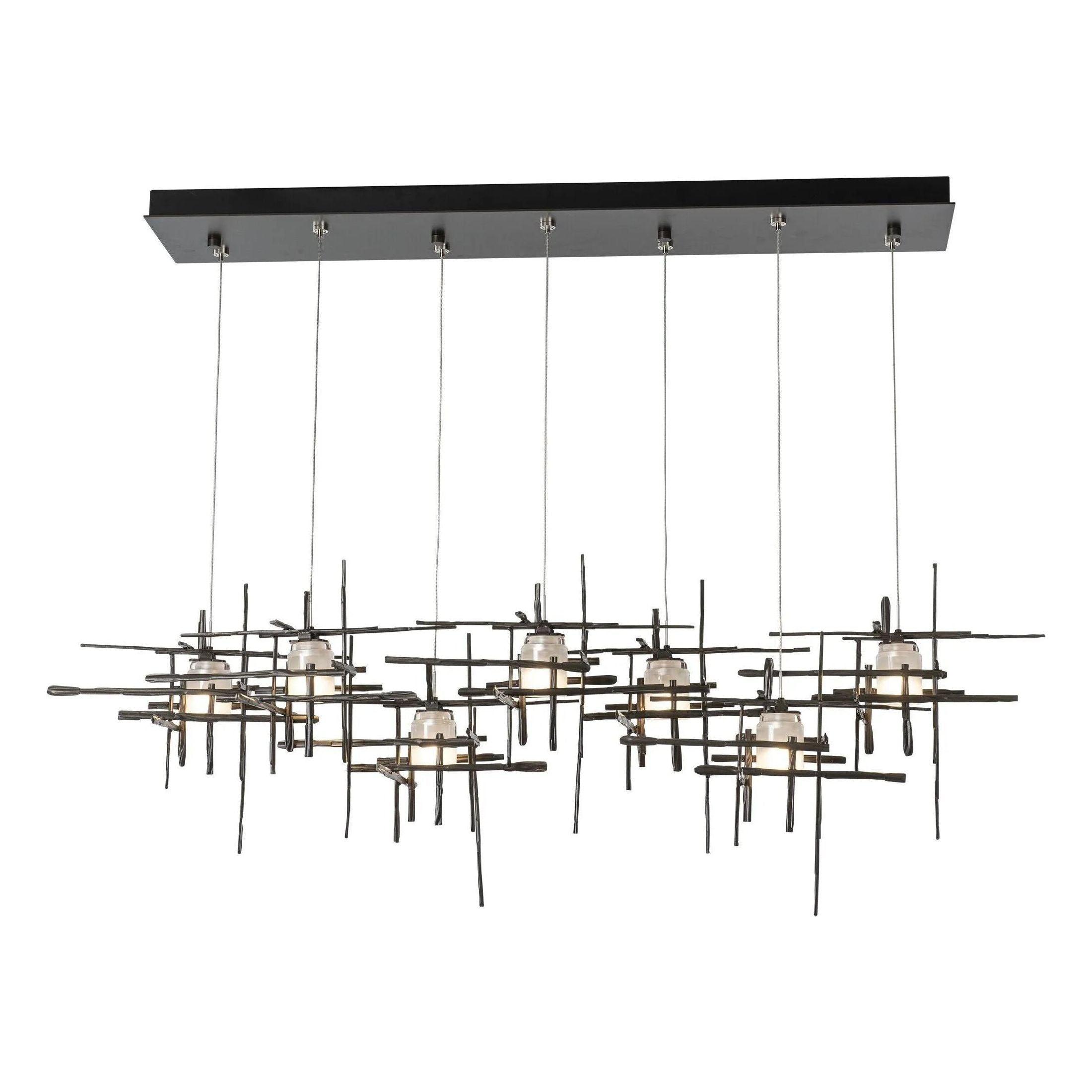 Hubbardton Forge - Tura 7-Light Frosted Glass Rectangular Pendant - 131096-SKT-STND-07-YC0305 - Canada Light Shop