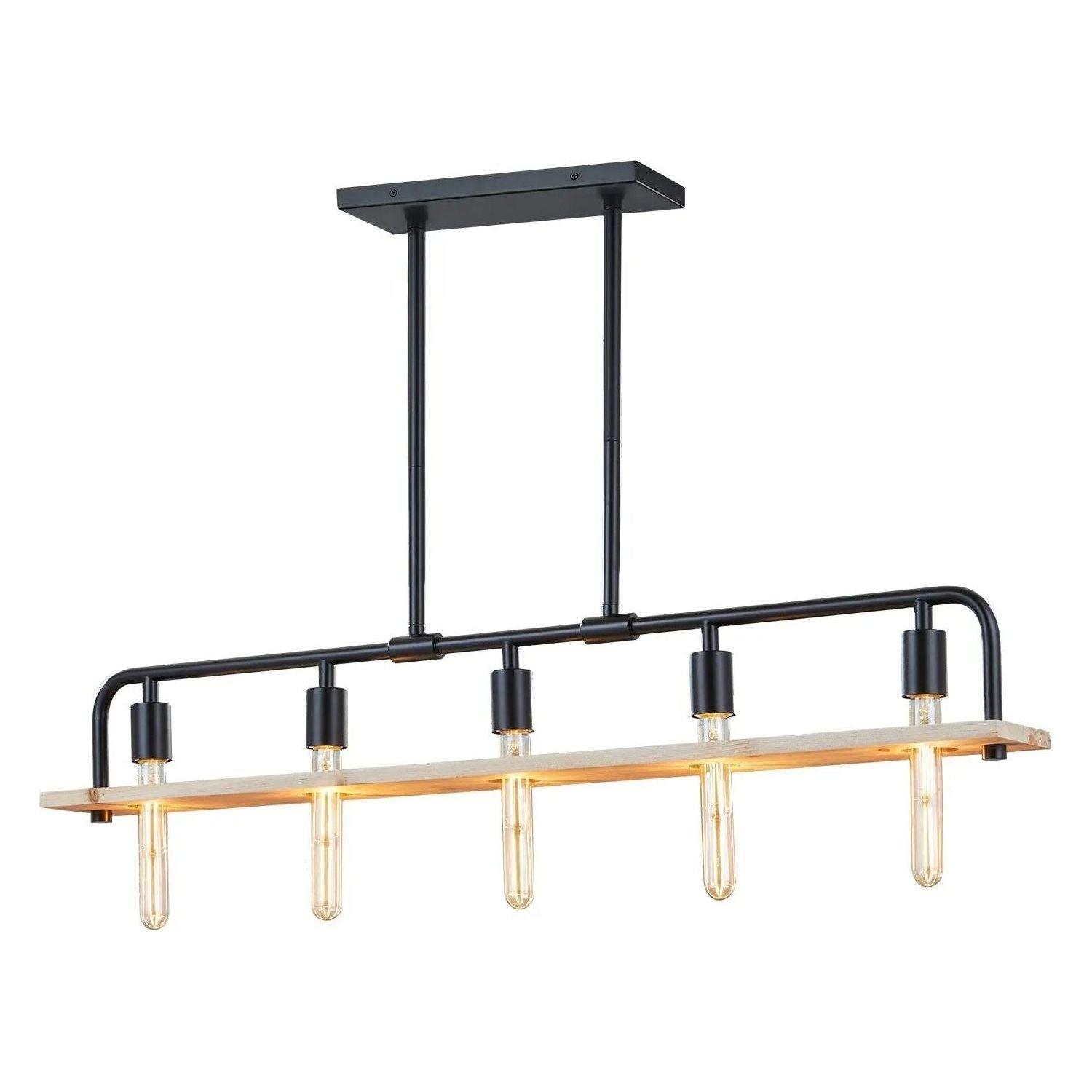 Justice Designs - Loft Island Chandelier - ECO-8469-WOOD-MBLK - Canada Light Shop