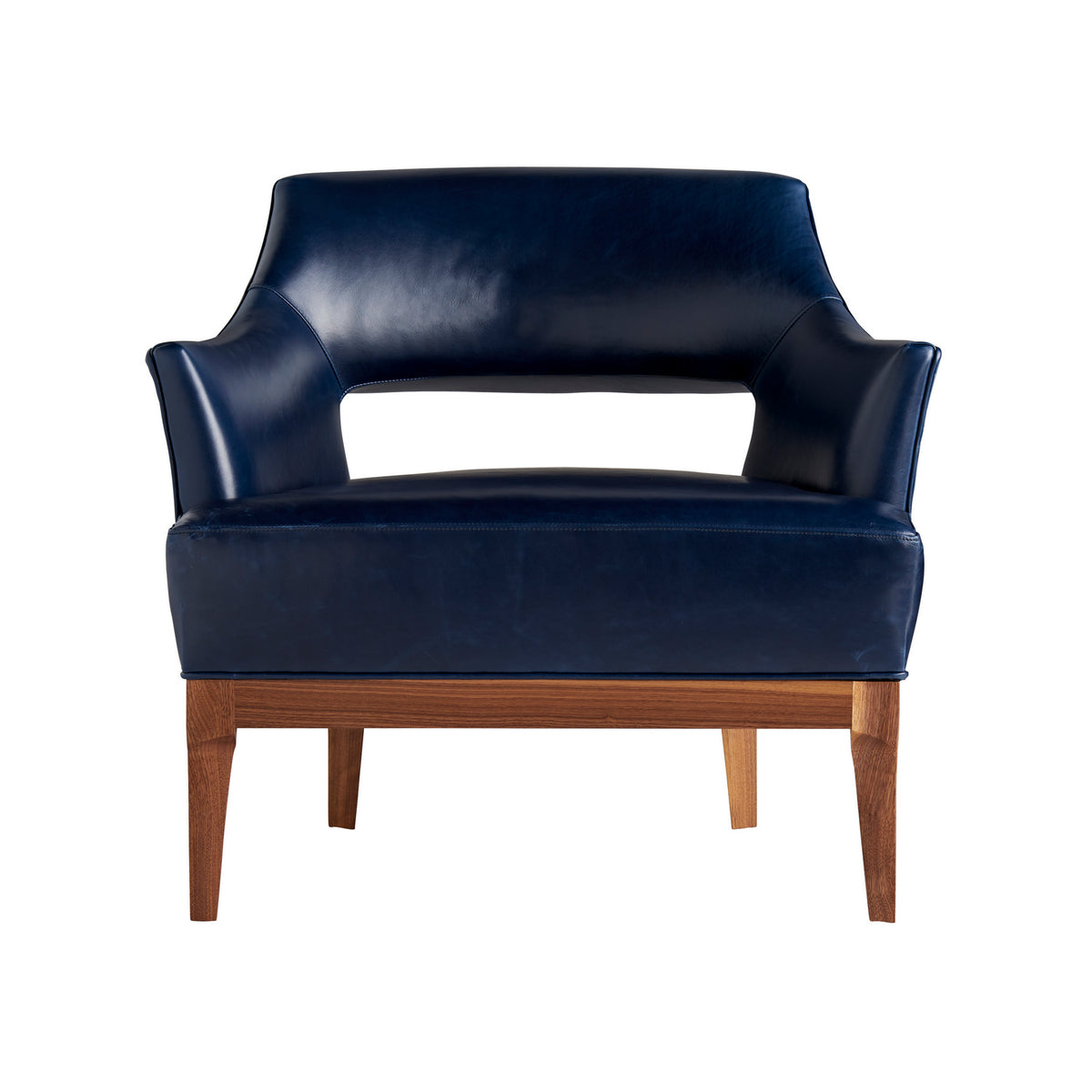 Arteriors 8152 Laurette Upholstery Chair in Indigo Leather/Walnut