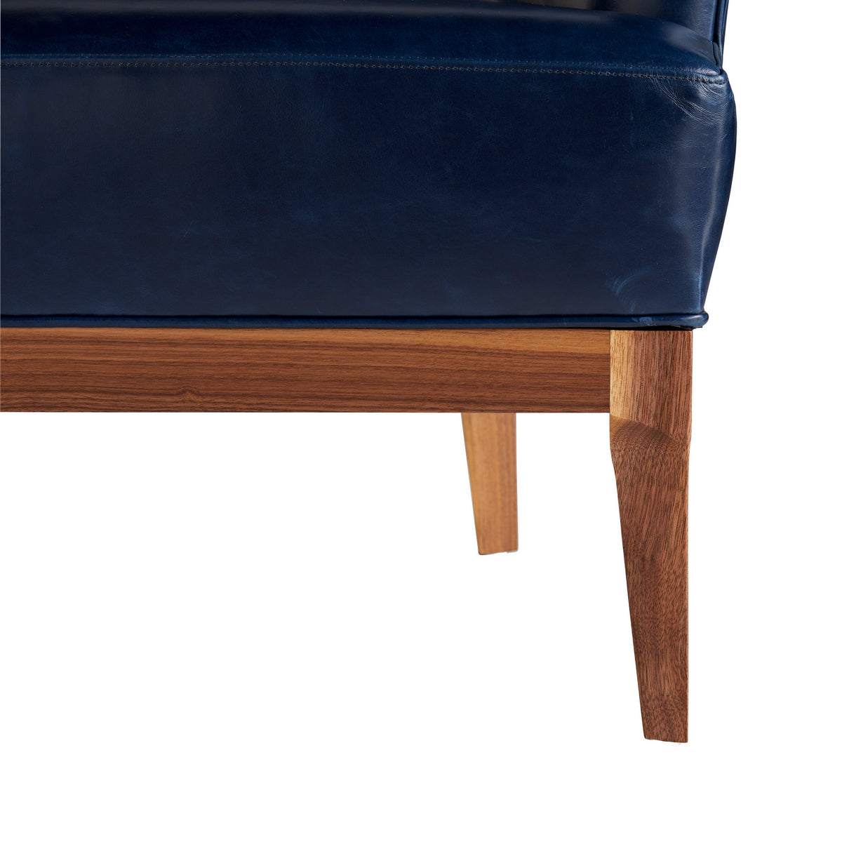 Arteriors 8152 Laurette Upholstery Chair in Indigo Leather/Walnut
