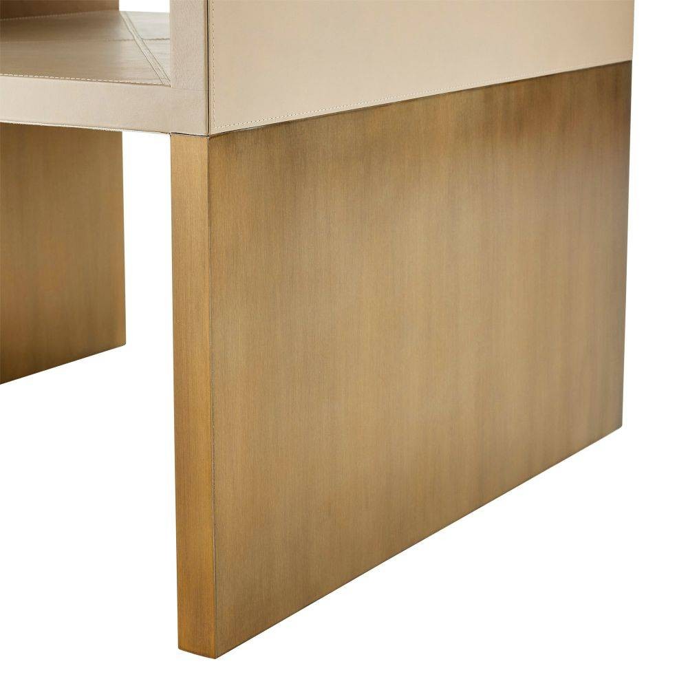 Arteriors - FEI07 - End Table - Talcon - Dove Leather/Antique Brass Clad