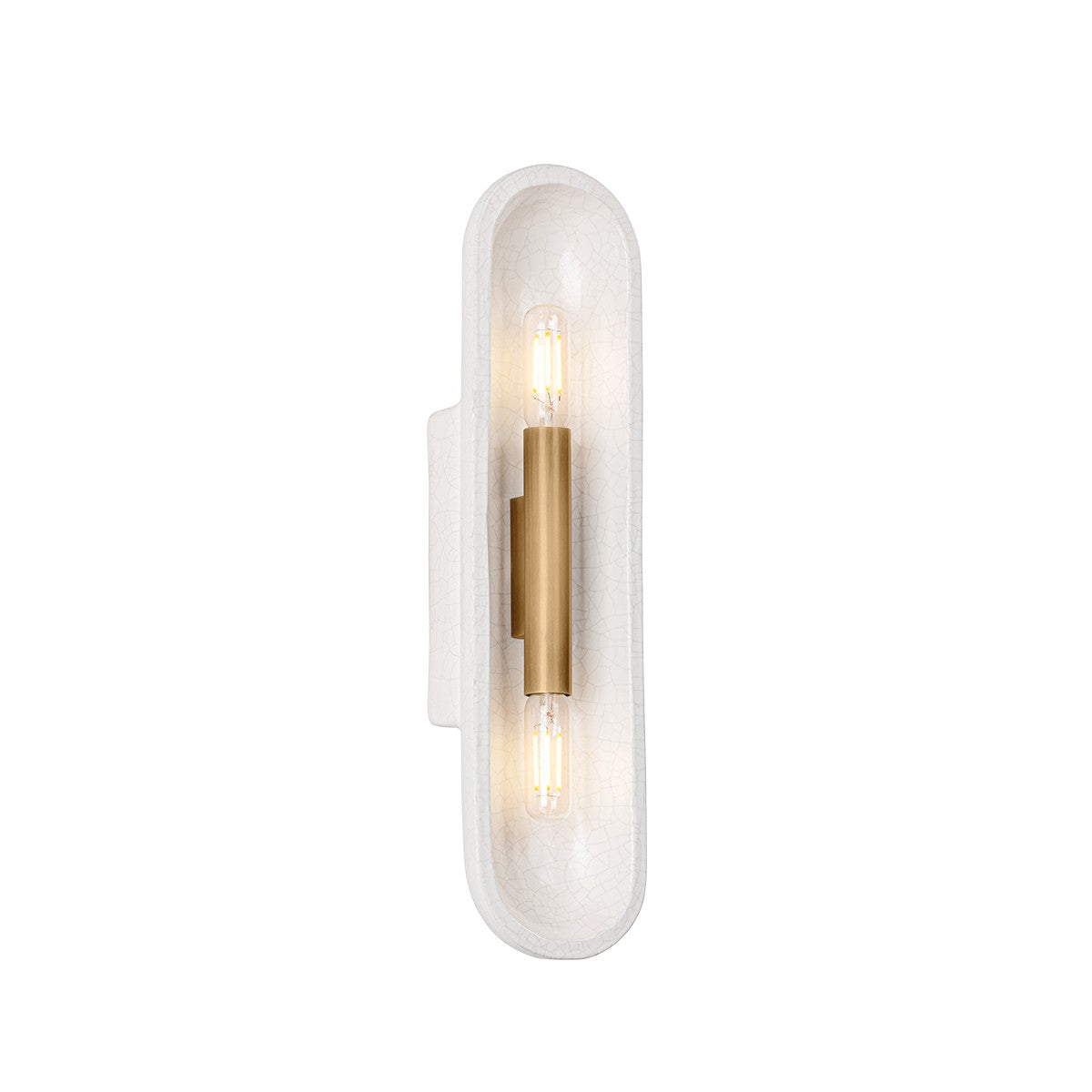 Troy Lighting Canada - B1617-PBR/CLC - Two Light Wall Sconce - Lane - Patina Brass/Ceramic White Large Crackle