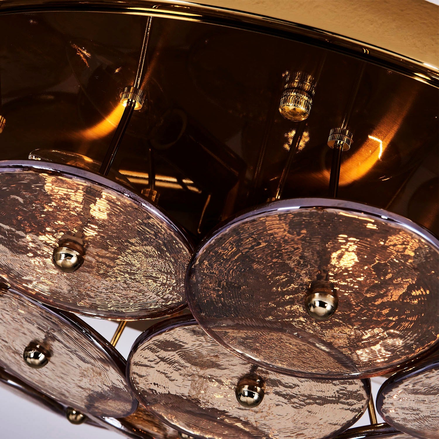 Kalco - 521545PWB - Five Light Flush Mount - HORTENSIA - Polished Winter Brass