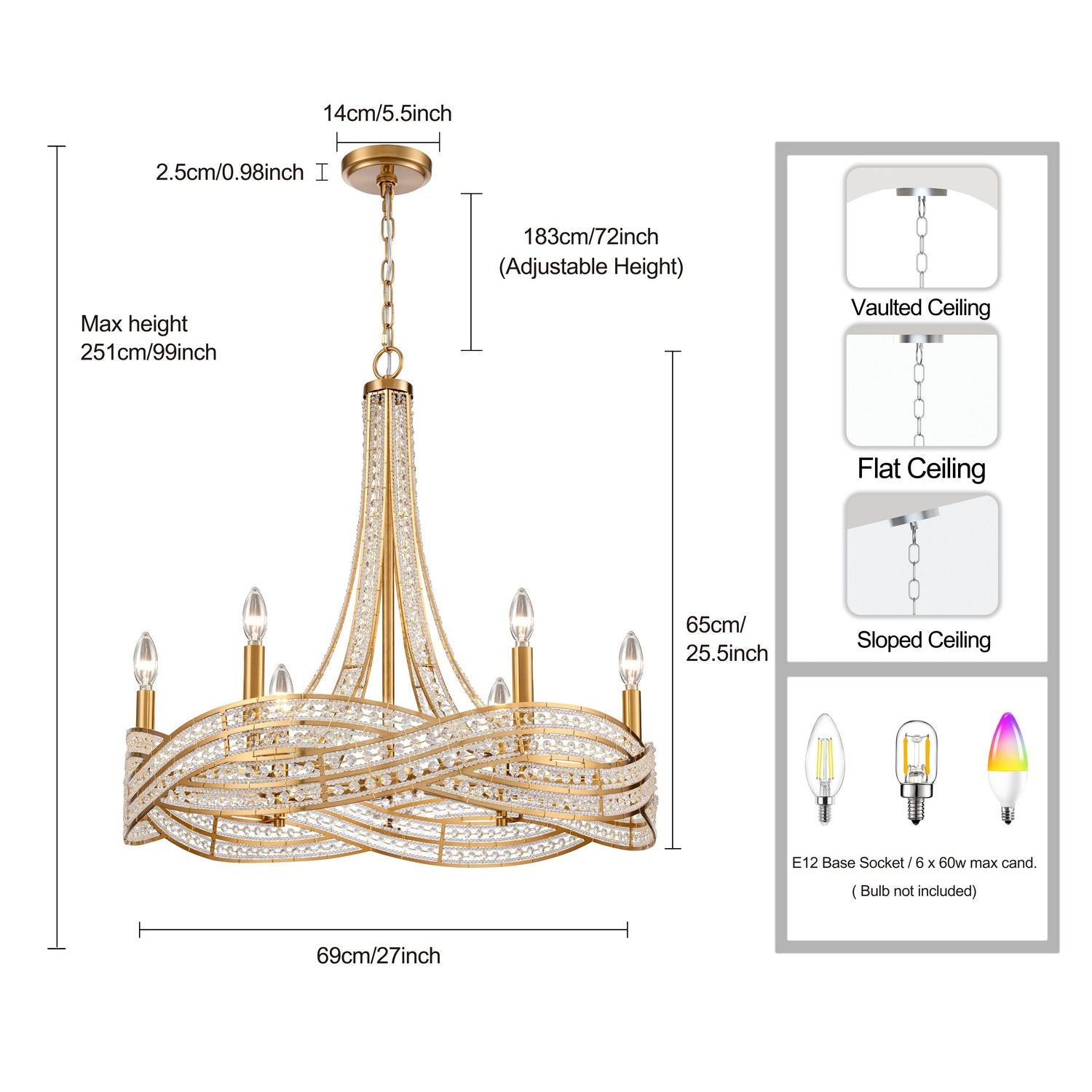 Arabela Lighting - 85233-6 - Six Light Chandelier - Anastasia - Lacquered Gold