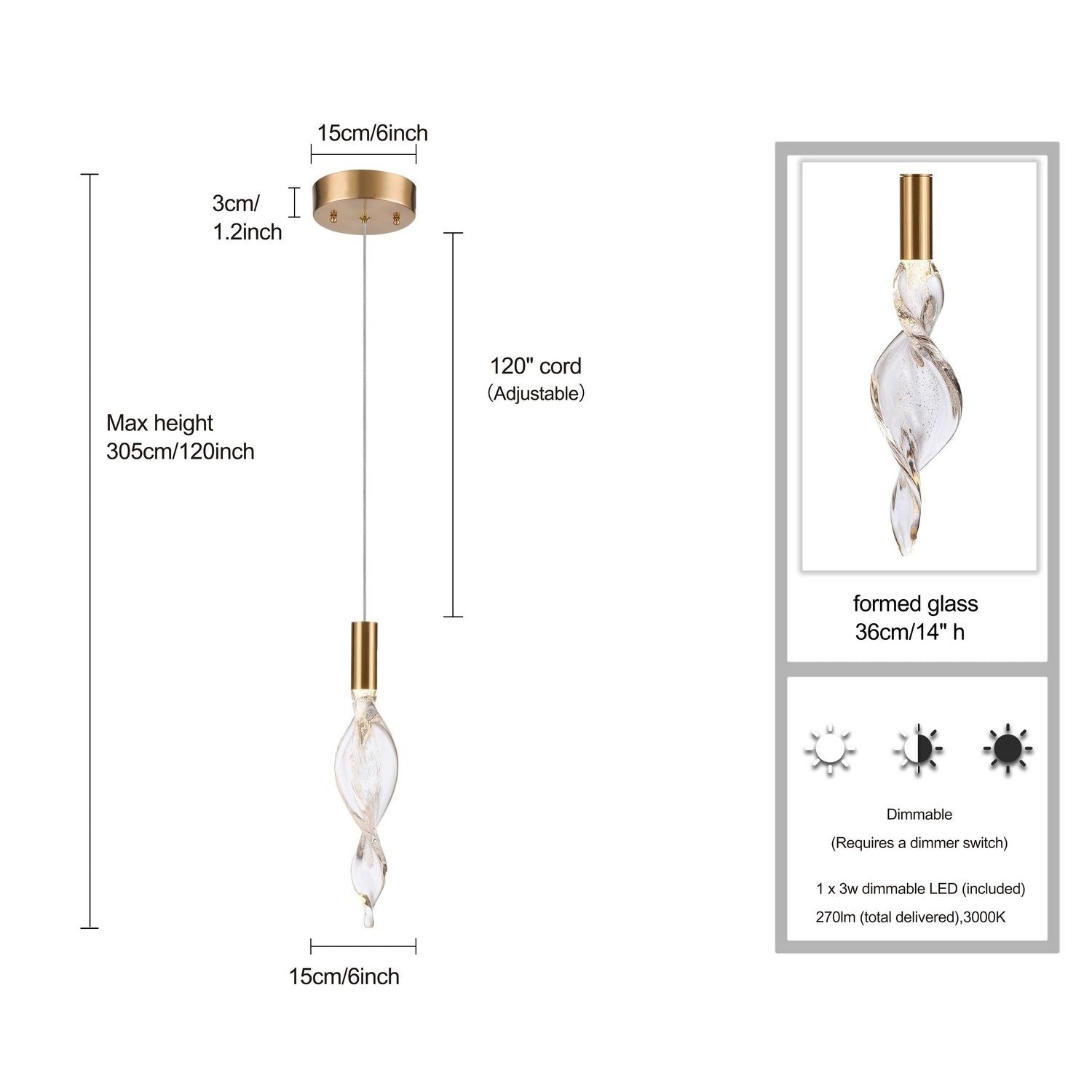 Arabela Lighting - 85211-1 - LED Pendant - Aurora - Natural Brass
