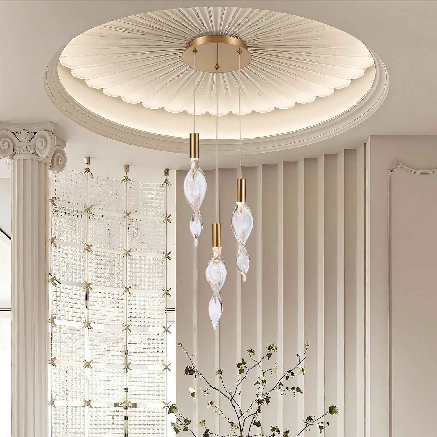 Arabela Lighting - 85212-3 - LED Pendant - Aurora - Natural Brass