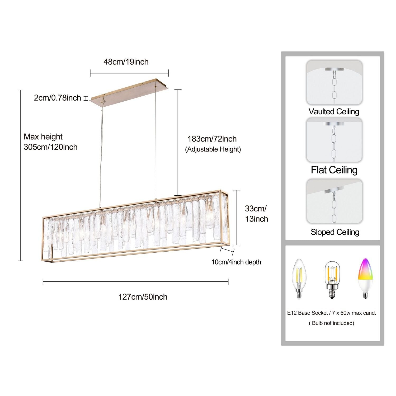 Arabela Lighting - 85172-7 - Seven Light Linear Chandelier - Boundaries - Lacquered Gold