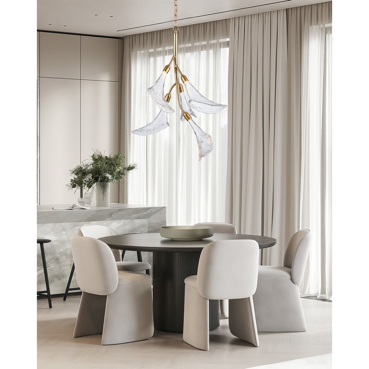 Arabela Lighting - 85193-5 - LED Chandelier - Calla - Natural Brass