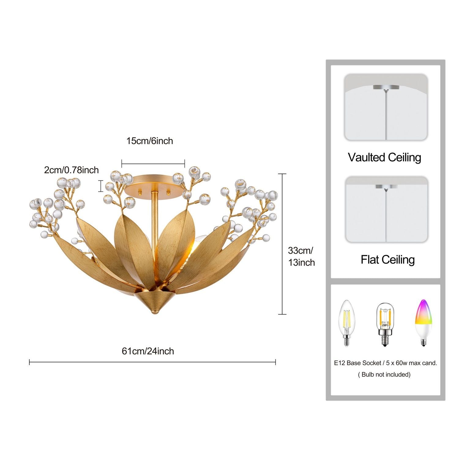 Arabela Lighting - 85134-5 - Five Light Semi Flushmount - Callista - Antique Gold Leaf