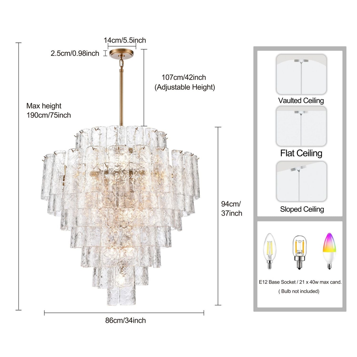 Arabela Lighting - 85163-21 - 21 Light Chandelier - Fire and Ice - Lacquered Gold