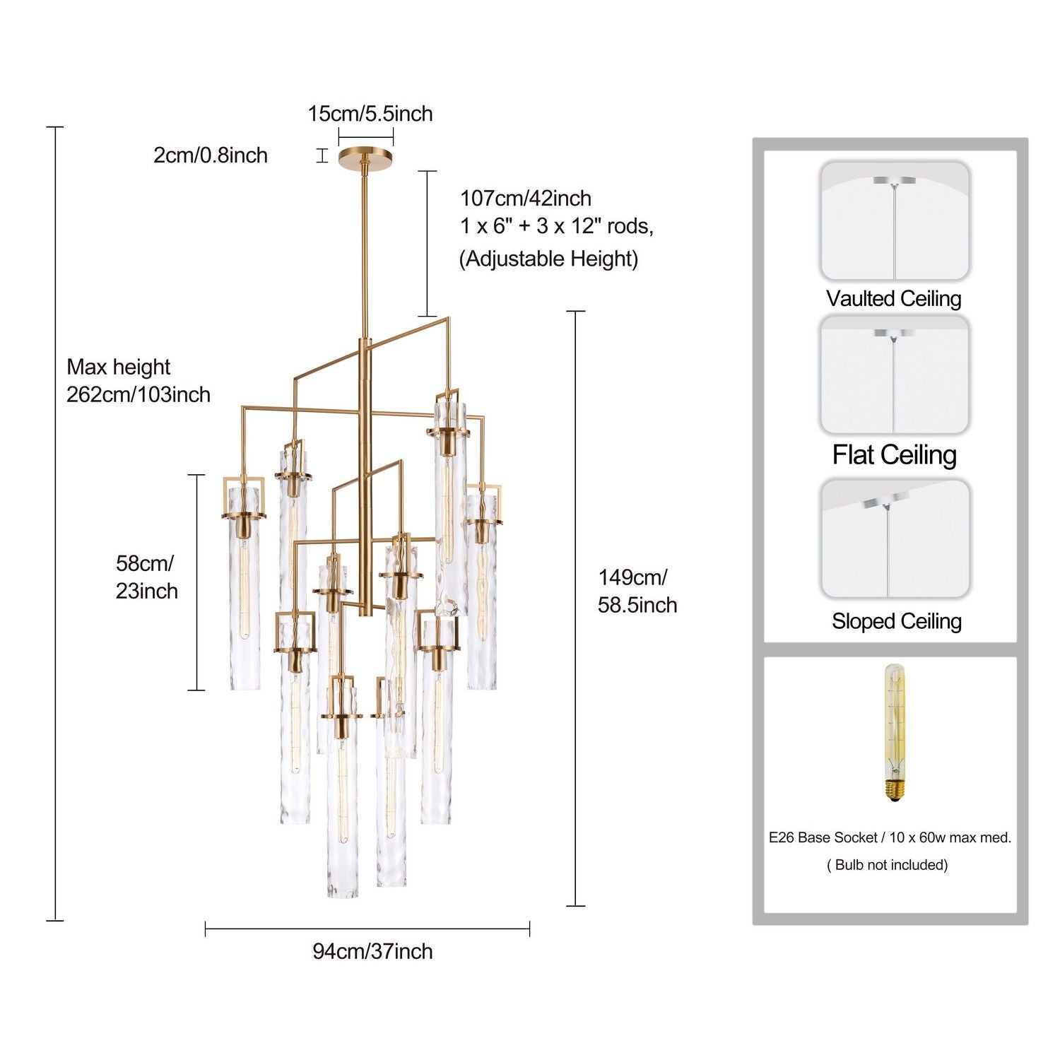 Arabela Lighting - 85243-10 - Ten Light Chandelier - Jayden - Lacquered Gold