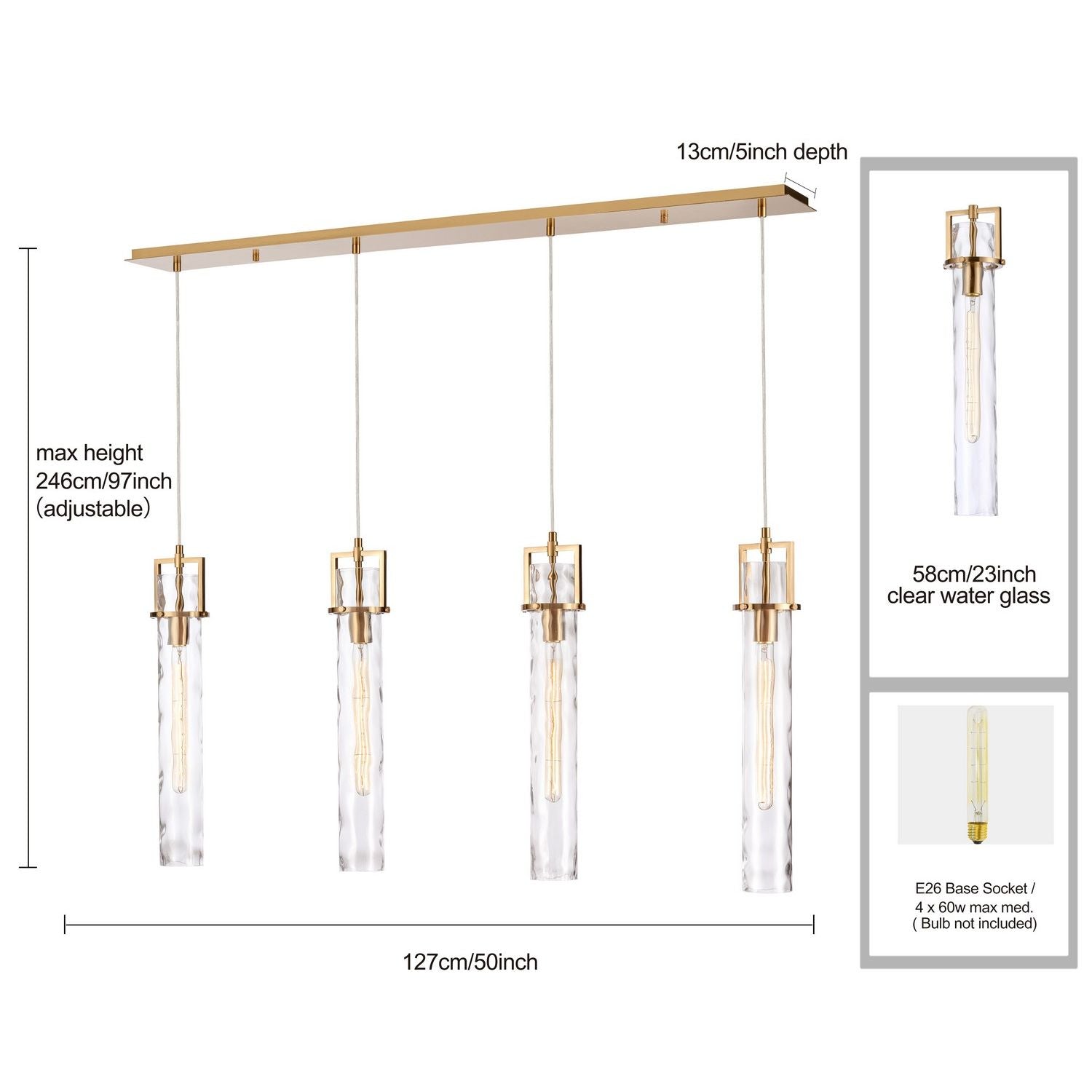 Arabela Lighting - 85245-4 - Four Light Linear Chandelier - Jayden - Lacquered Gold