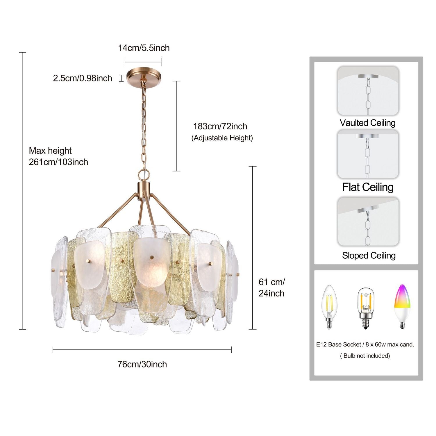 Arabela Lighting - 85201-8 - Eight Light Chandelier - Strata - Lacquered Gold
