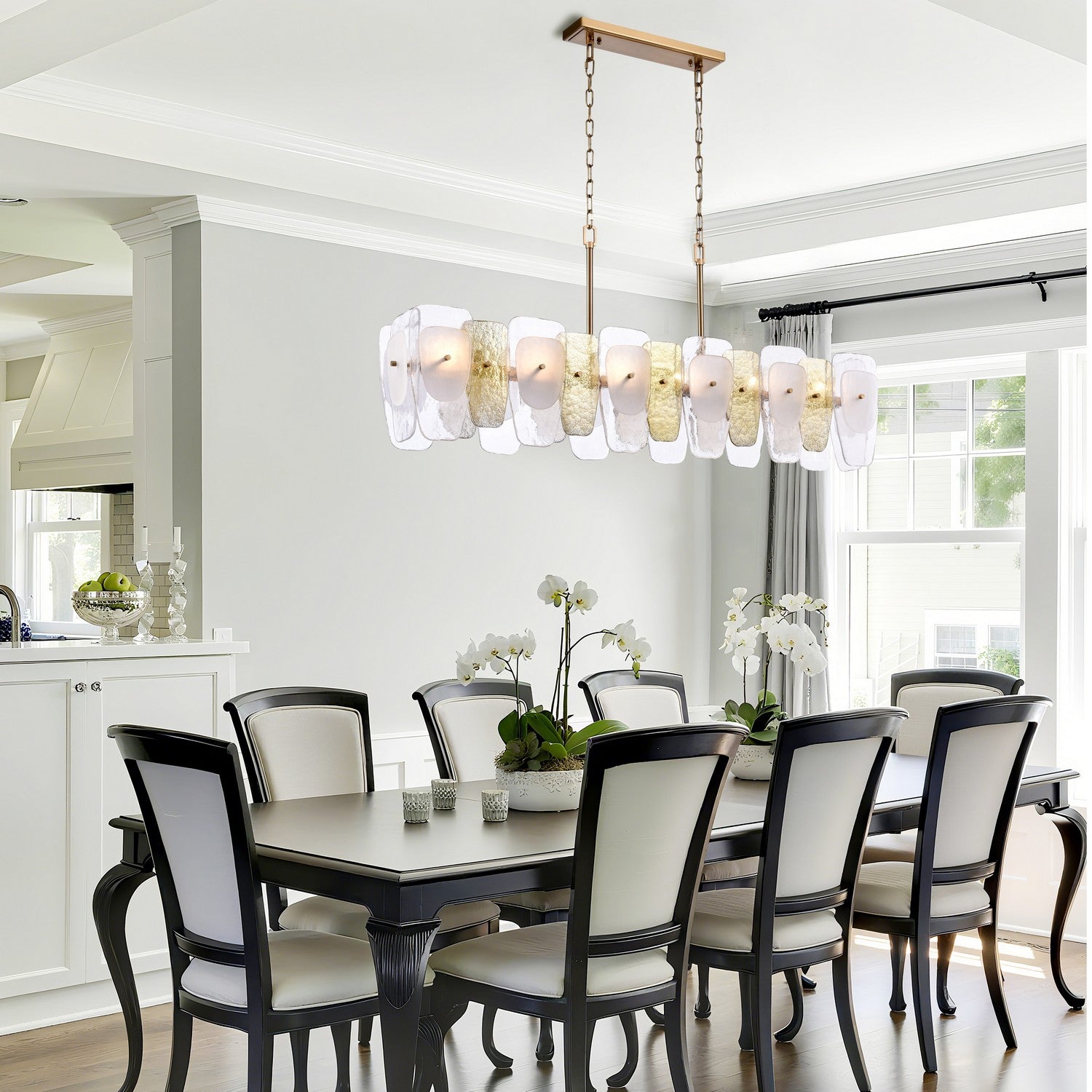 Arabela Lighting - 85203-6 - Six Light Linear Chandelier - Strata - Lacquered Gold