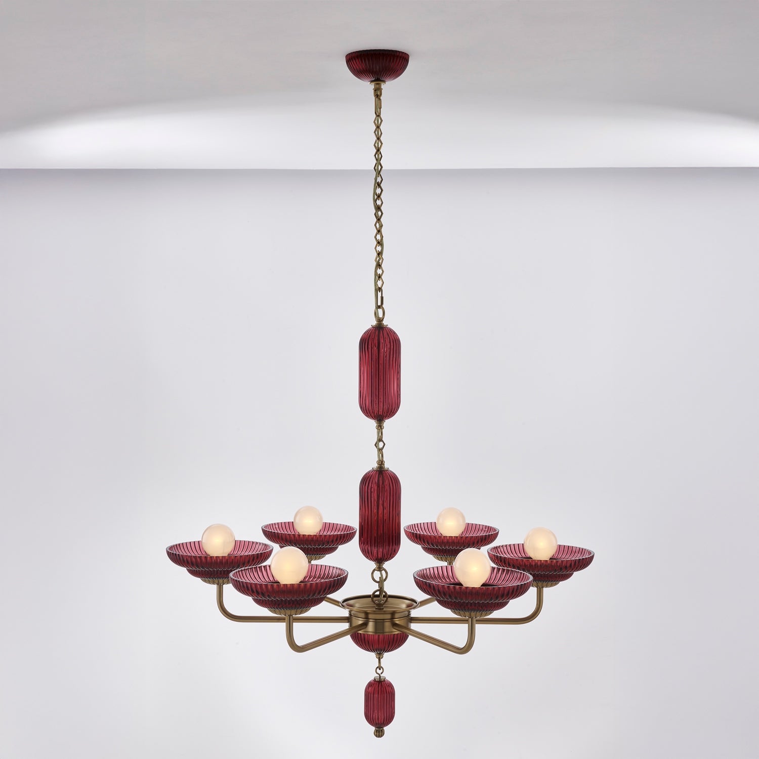 Kalco - 519671STB/MGNT - Six Light Chandelier - Verde - Satin Brass