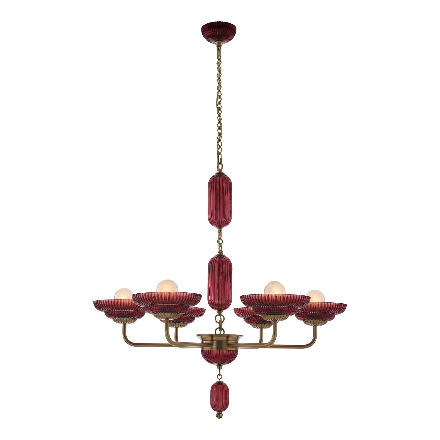 Kalco - 519671STB/MGNT - Six Light Chandelier - Verde - Satin Brass