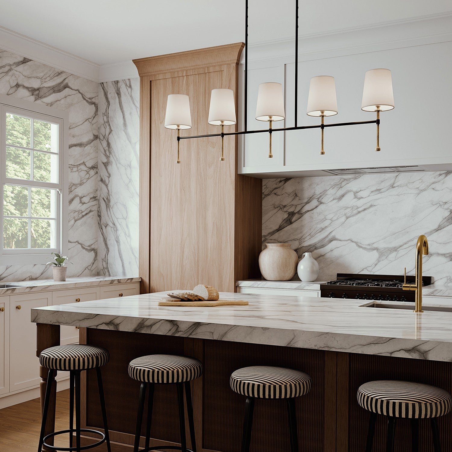 Capital Lighting - 860751MBG-717 - Five Light Island Pendant - Hollis - Matte Black with Hammered Gold