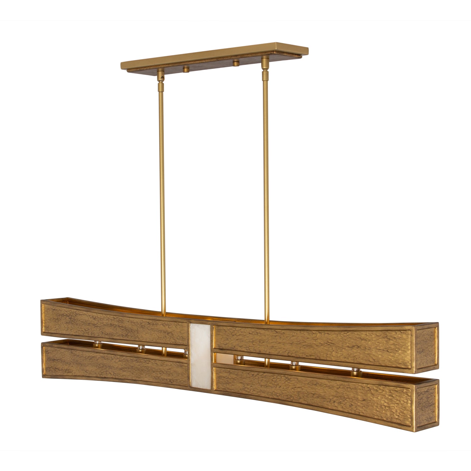 Kalco - 528461RBG - Six Light Linear Pendant - Dos - Rustic Gold and Brushed Gold