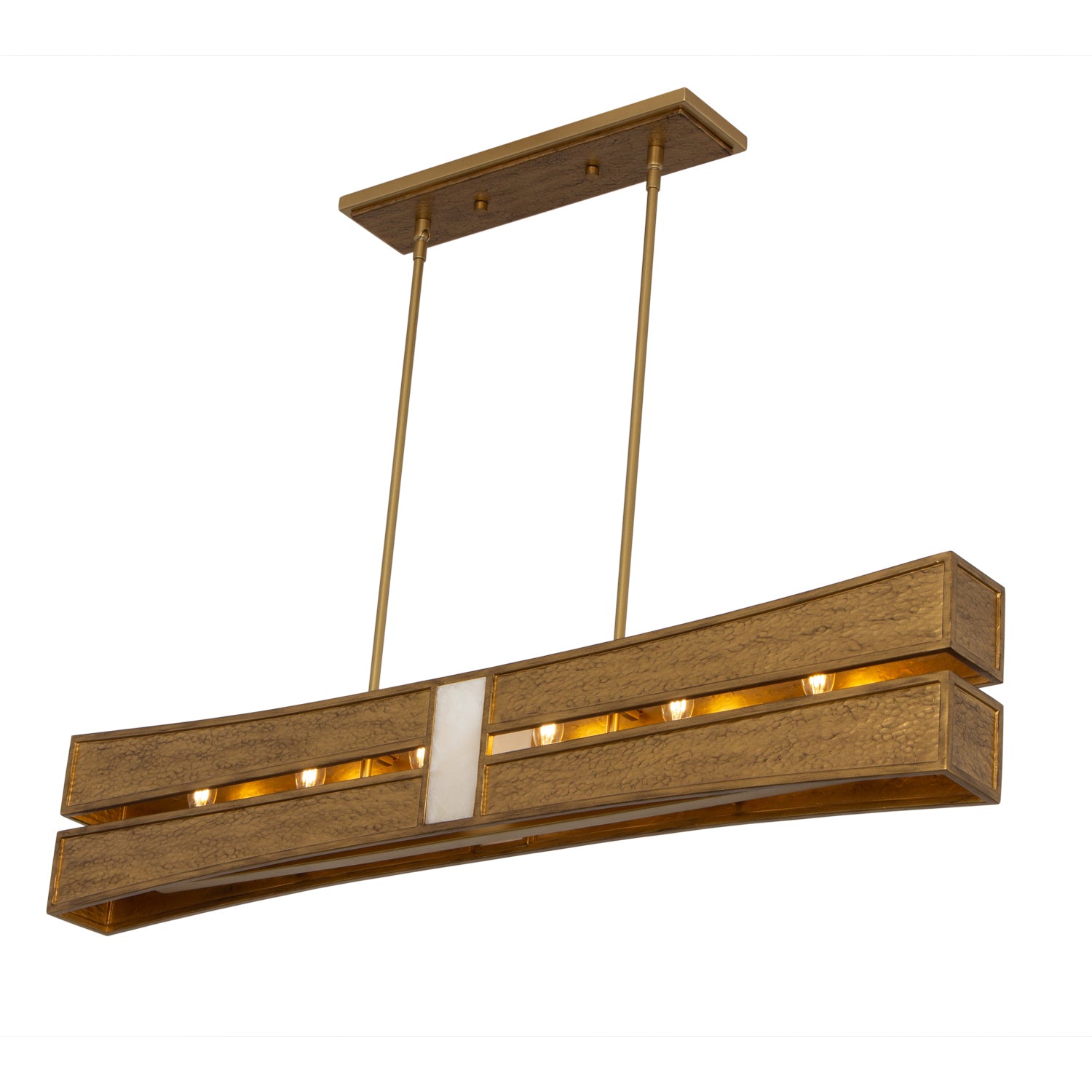 Kalco - 528461RBG - Six Light Linear Pendant - Dos - Rustic Gold and Brushed Gold