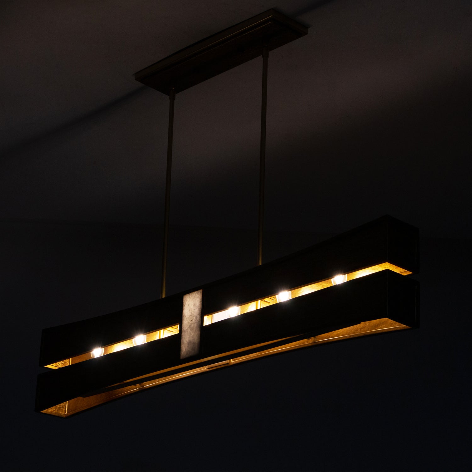 Kalco - 528461RBG - Six Light Linear Pendant - Dos - Rustic Gold and Brushed Gold