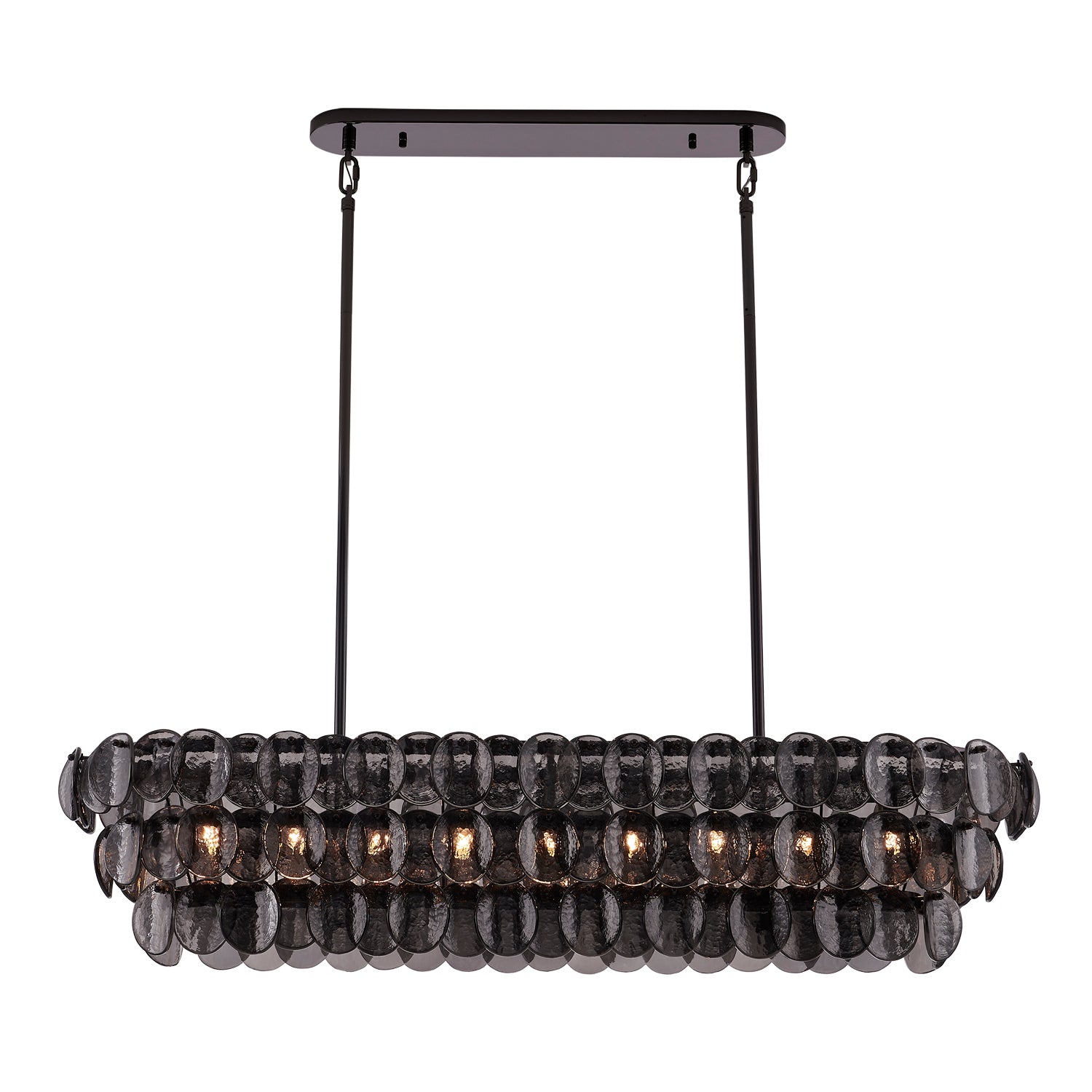 Kalco - 524661BN - Nine Light Linear Pendant - Uroko - Black Nickel