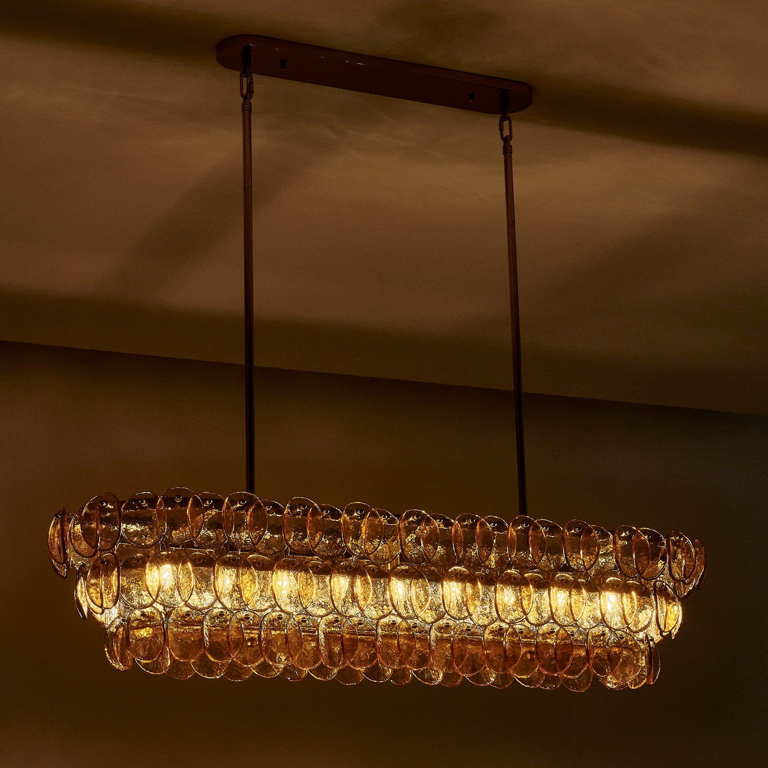 Kalco - 524661PWB - Nine Light Linear Pendant - Uroko - Polished Winter Brass